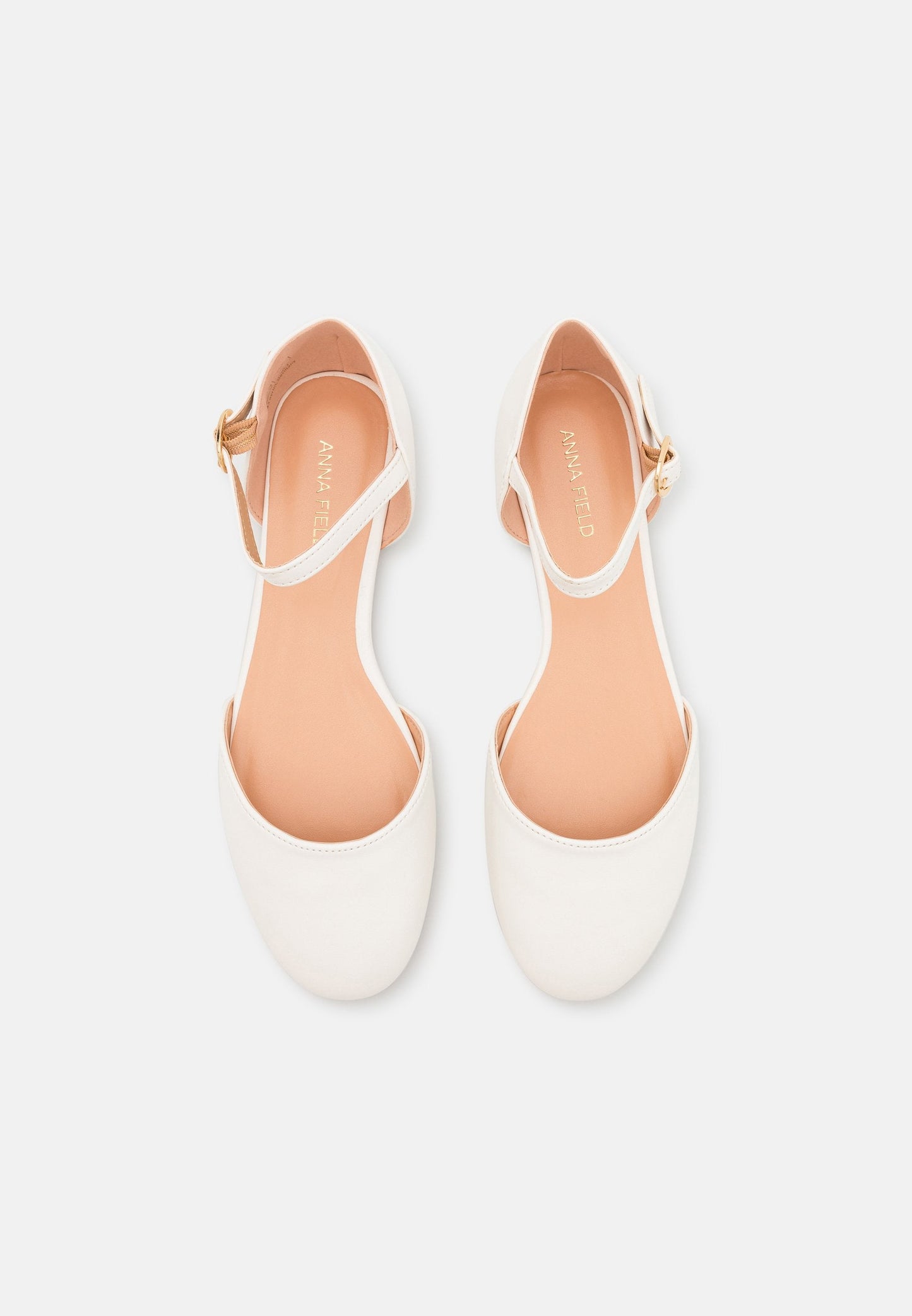 Ankle Strap Ballet Pumps - White