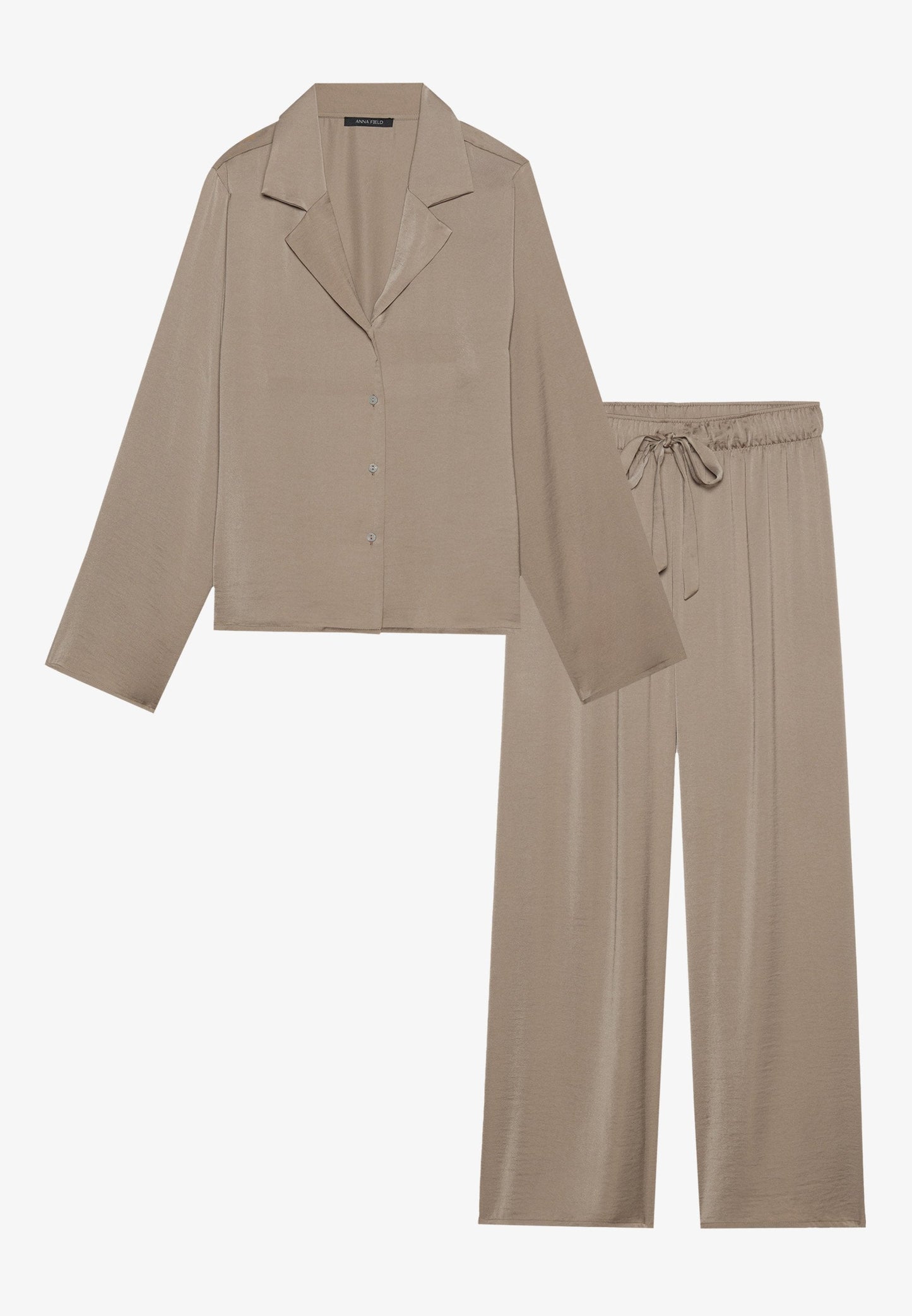 Anna Field HAMMERED SATIN SET - Pyjama Set - Stone