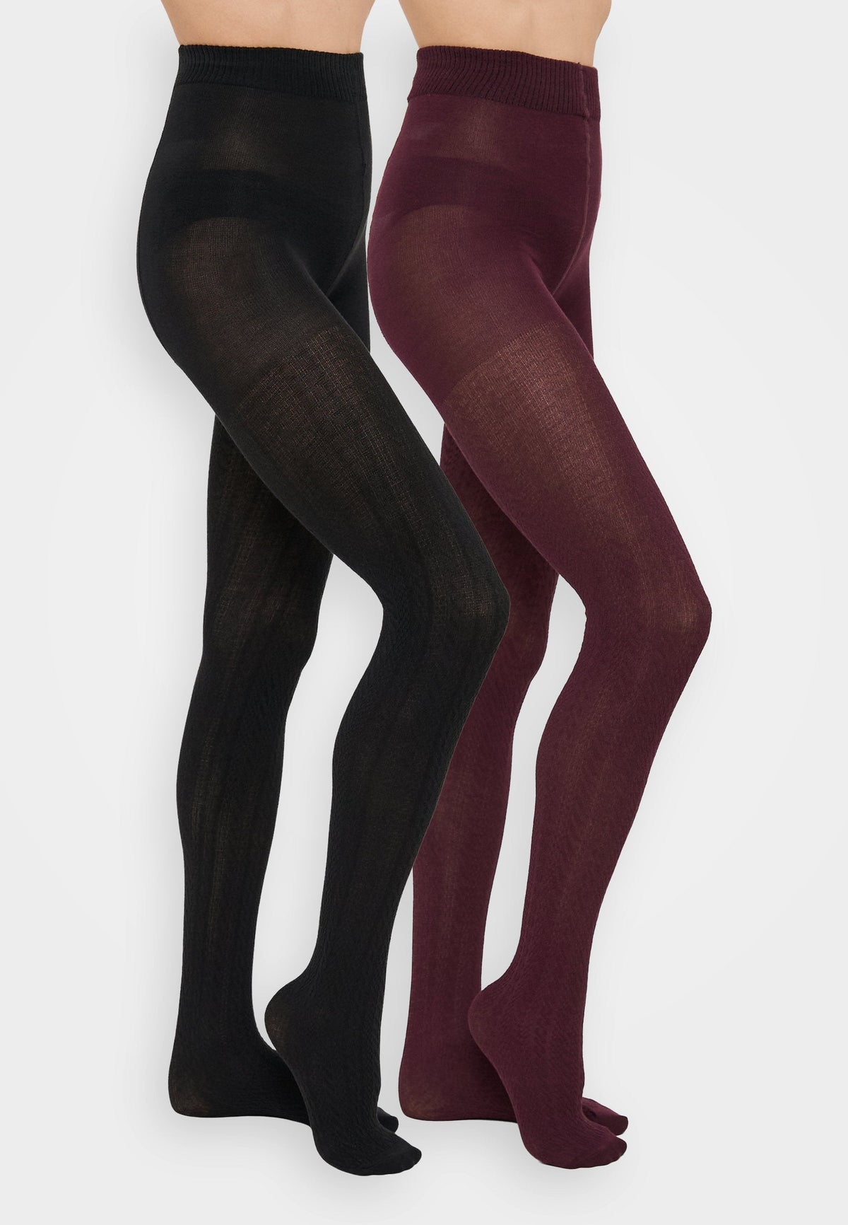 Anna Field SOFT MODAL BLEND CABLE KNIT TIGHTS 2 PACK - Tights - Black/dark Grey
