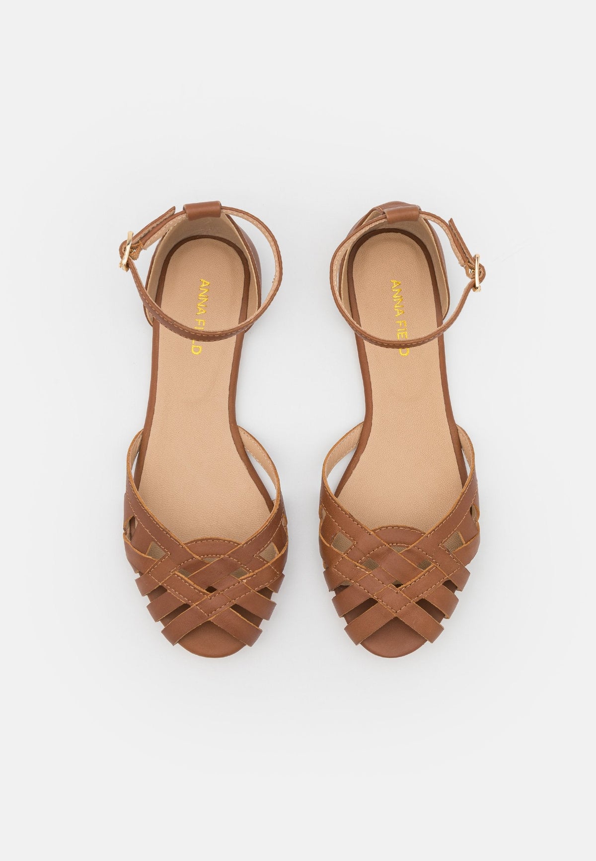 Leather- Peeptoe Ballet Pumps - Cognac