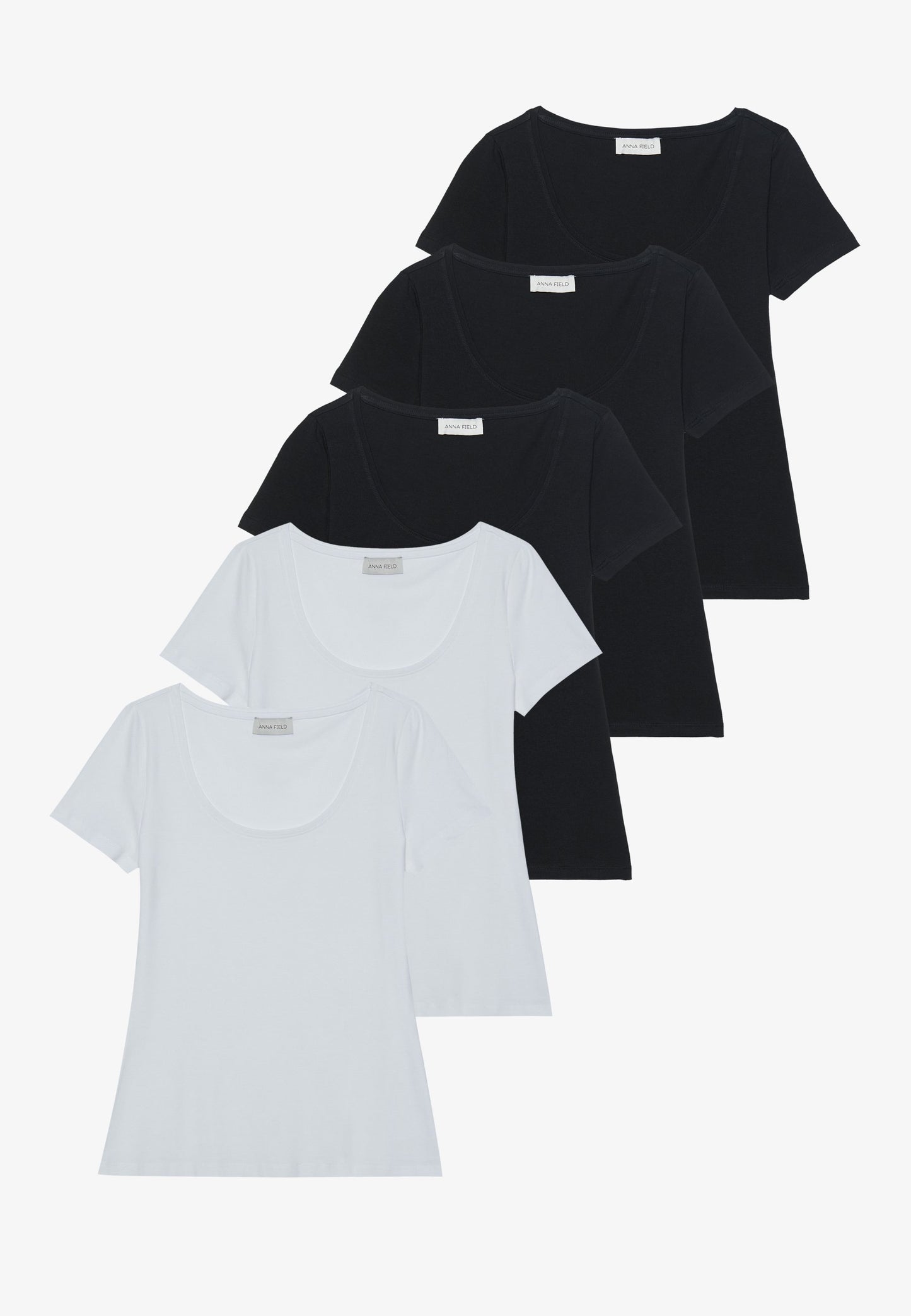 Anna Field 5 PACK - Basic T-shirt - Chocolate Torte/cub/warm Taupe/light Beige/egret