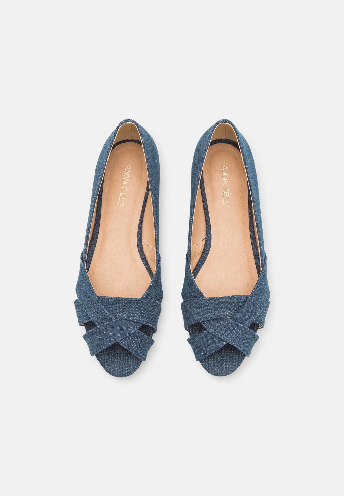 Anna Field Peeptoe Ballet Pumps - Blue
