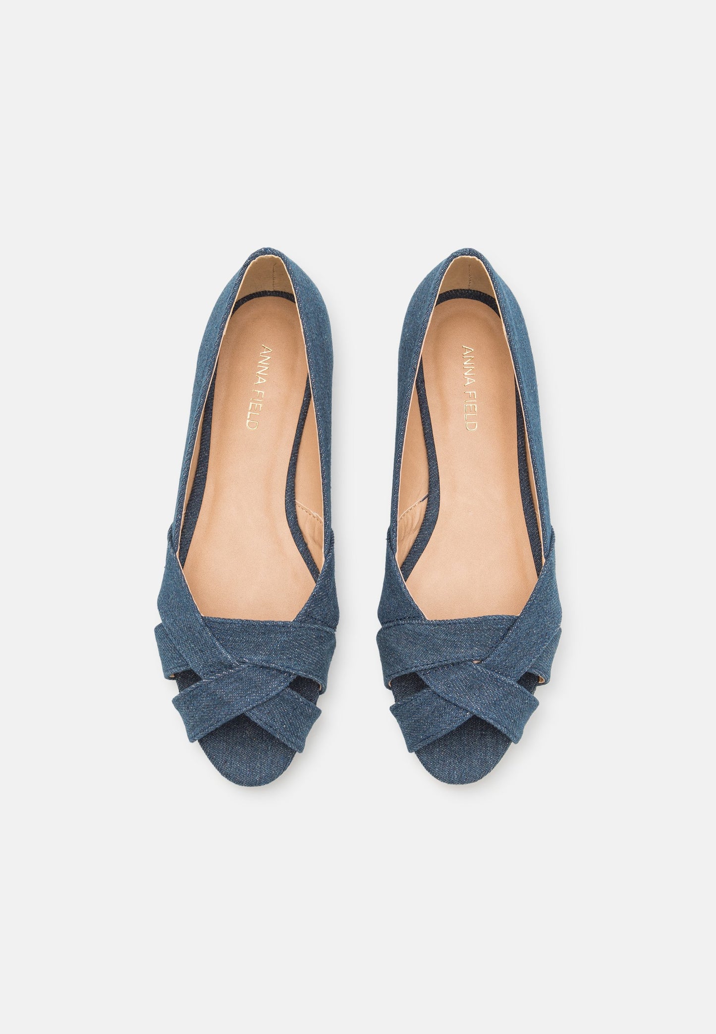 Anna Field Peeptoe Ballet Pumps - Blue