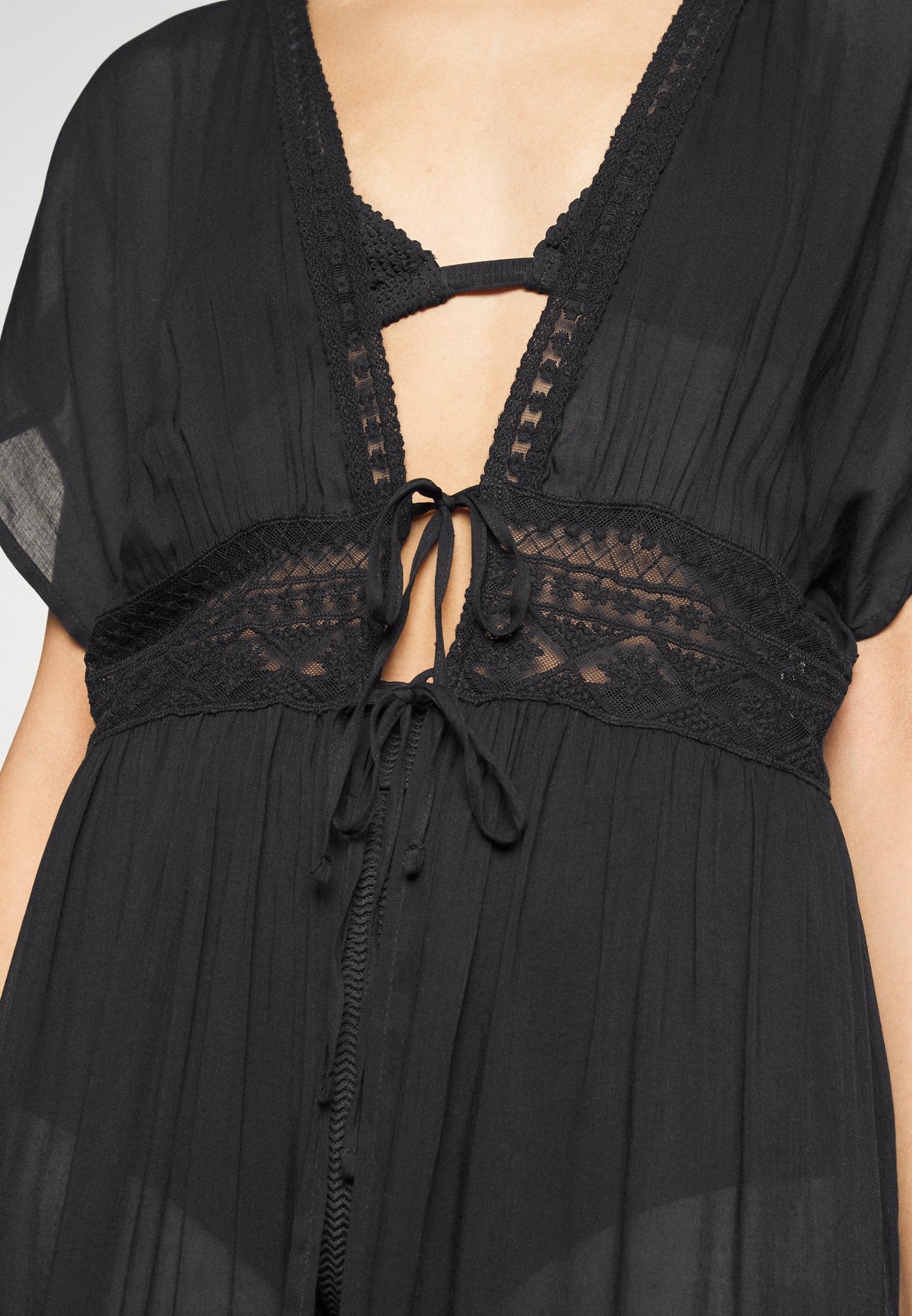 Anna Field Embroidered Cover Up/ 802 - Black - Beach Accessory - 802 - Black