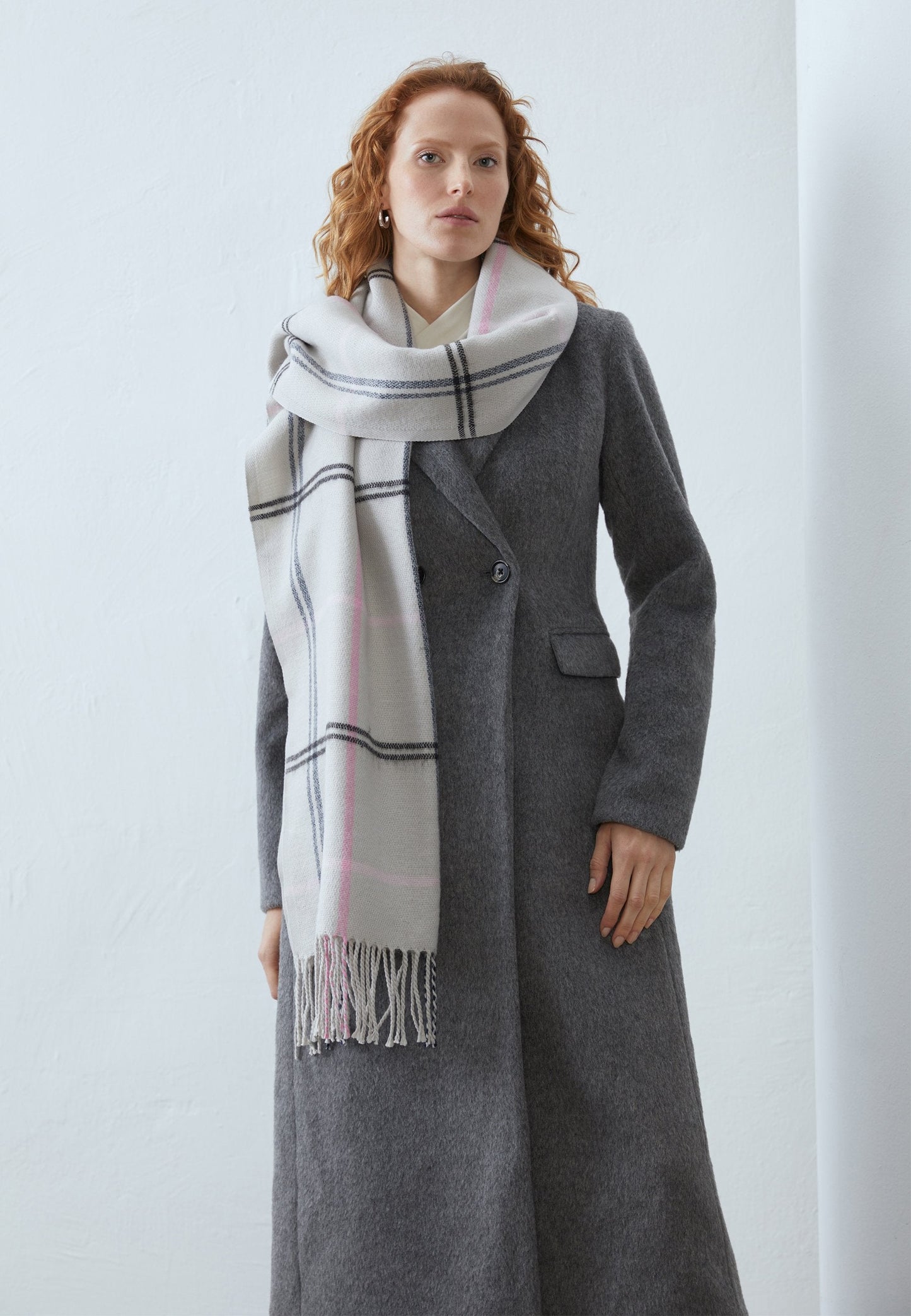 Anna Field Scarf - Off-white,brown,blue