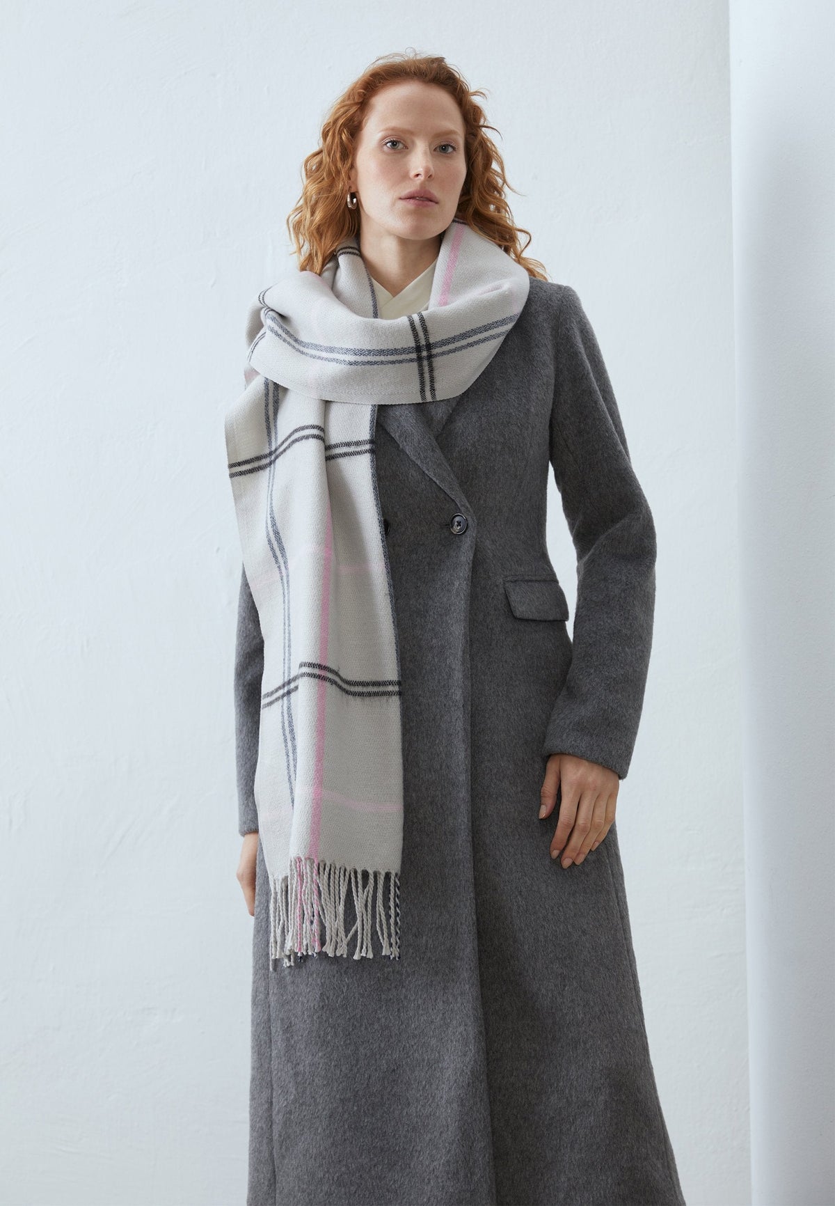 Anna Field Scarf - Off-white,brown,blue