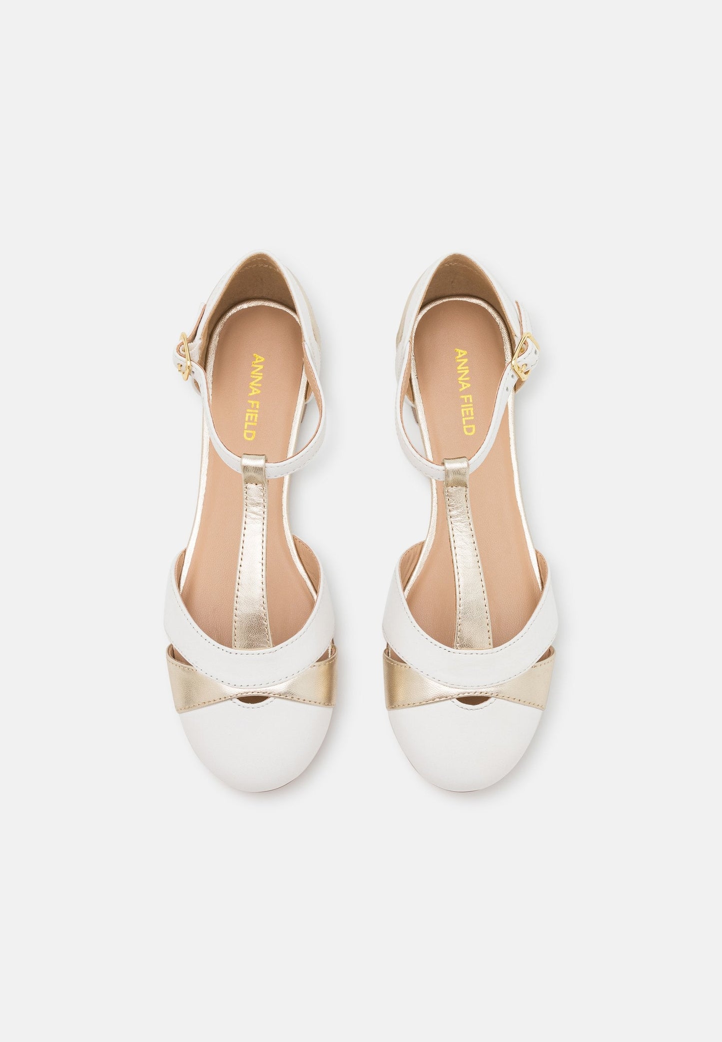 Anna Field Leather- Ankle Strap Ballet Pumps - White
