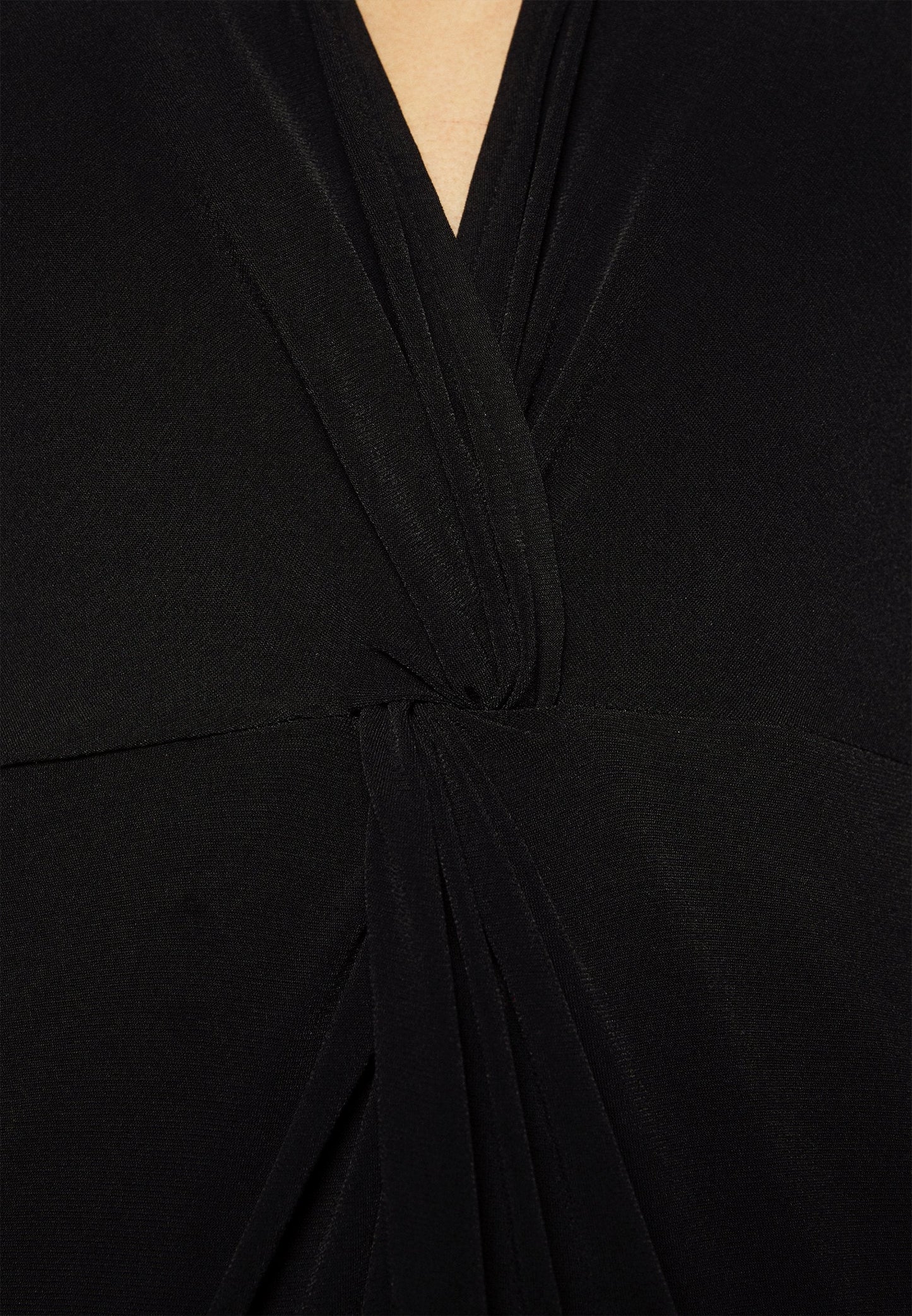 Center Front Knot Low Midi Dress - Day Dress - Black