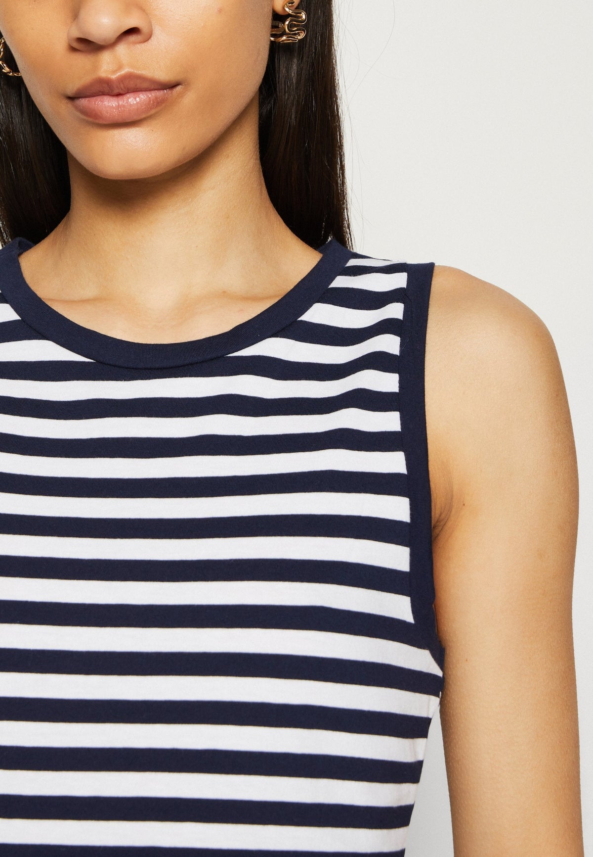 Anna Field Top - Dark Blue/White