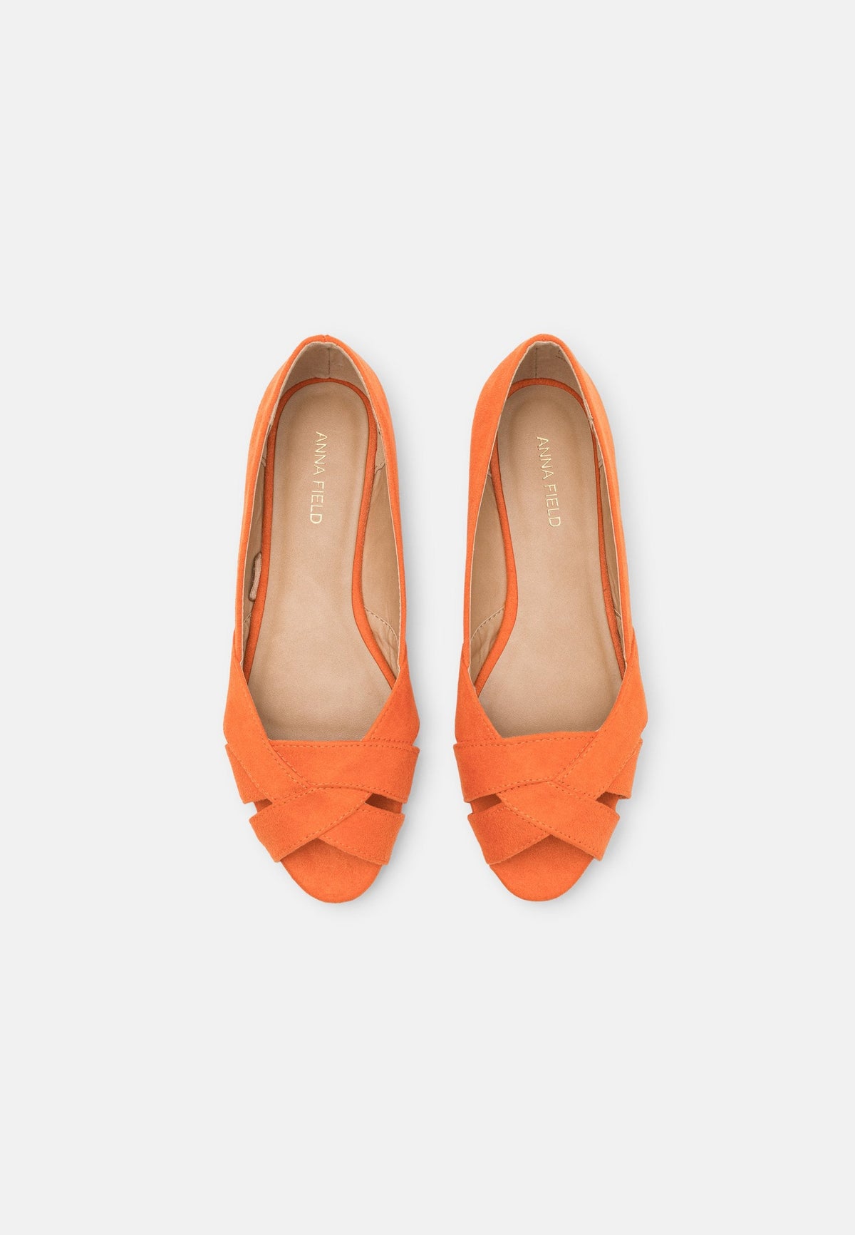 Anna Field Peeptoe Ballet Pumps - Orange