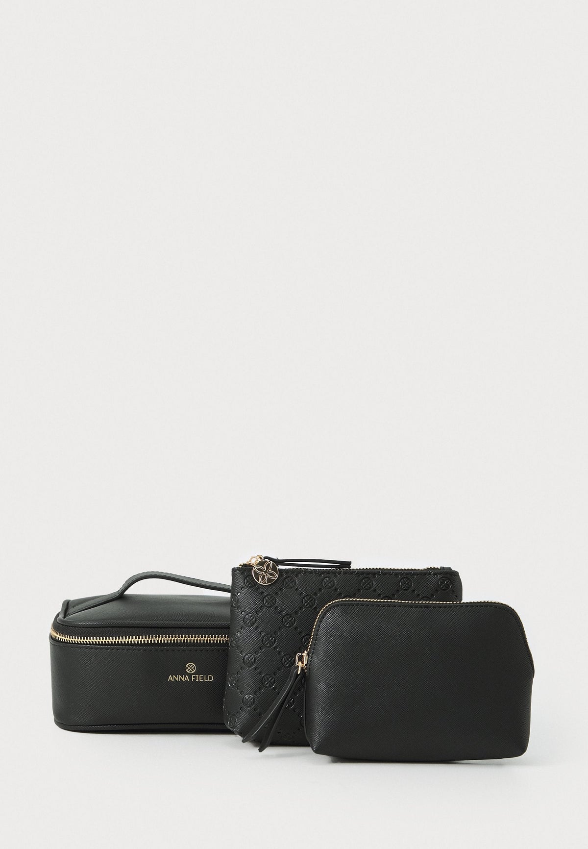 Anna Field SET - Wash Bag - Black/light Pink/off-white