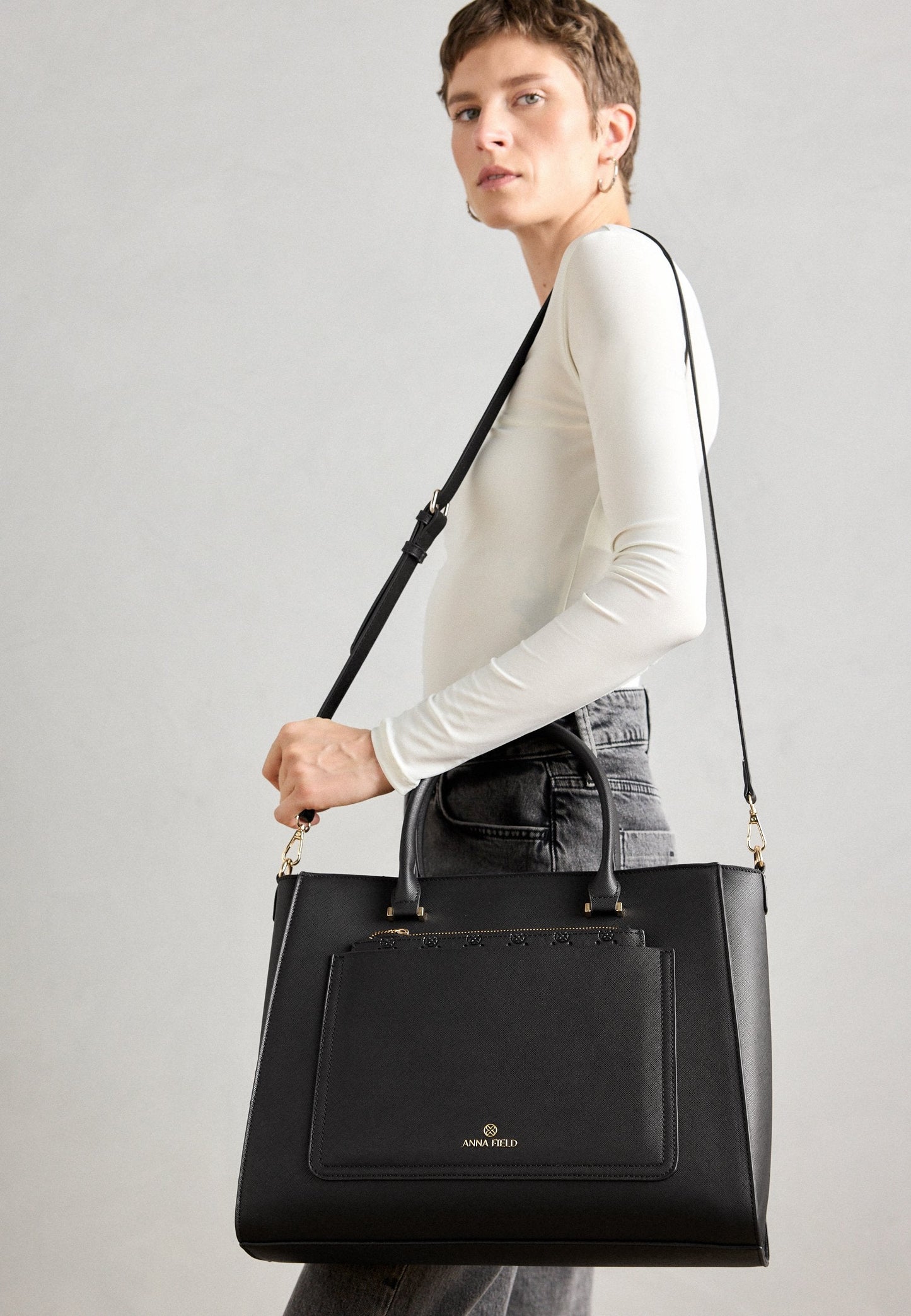 Anna Field Laptop Bag - Taupe/offwhite
