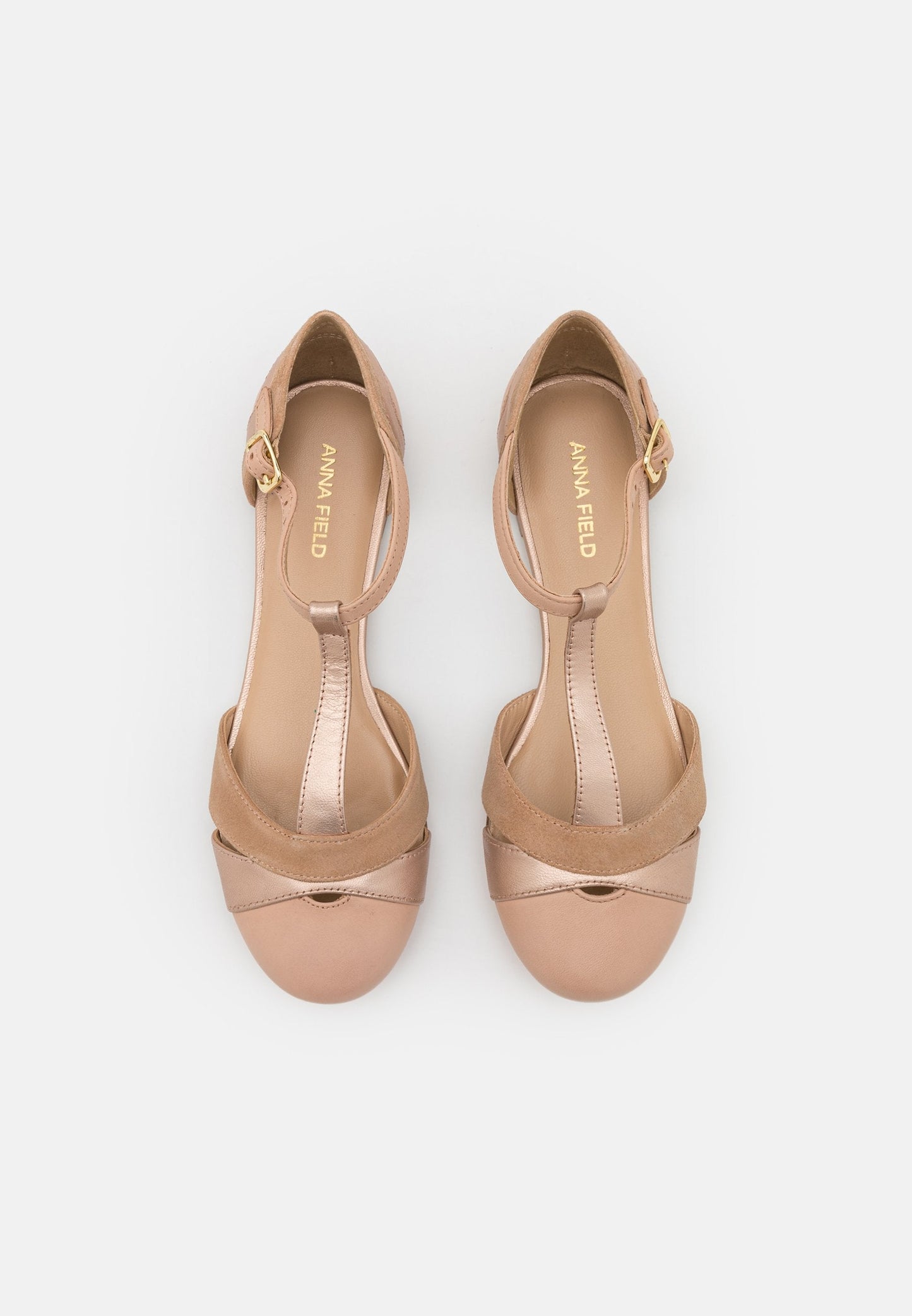 Anna Field Leather- Ankle Strap Ballet Pumps - Beige