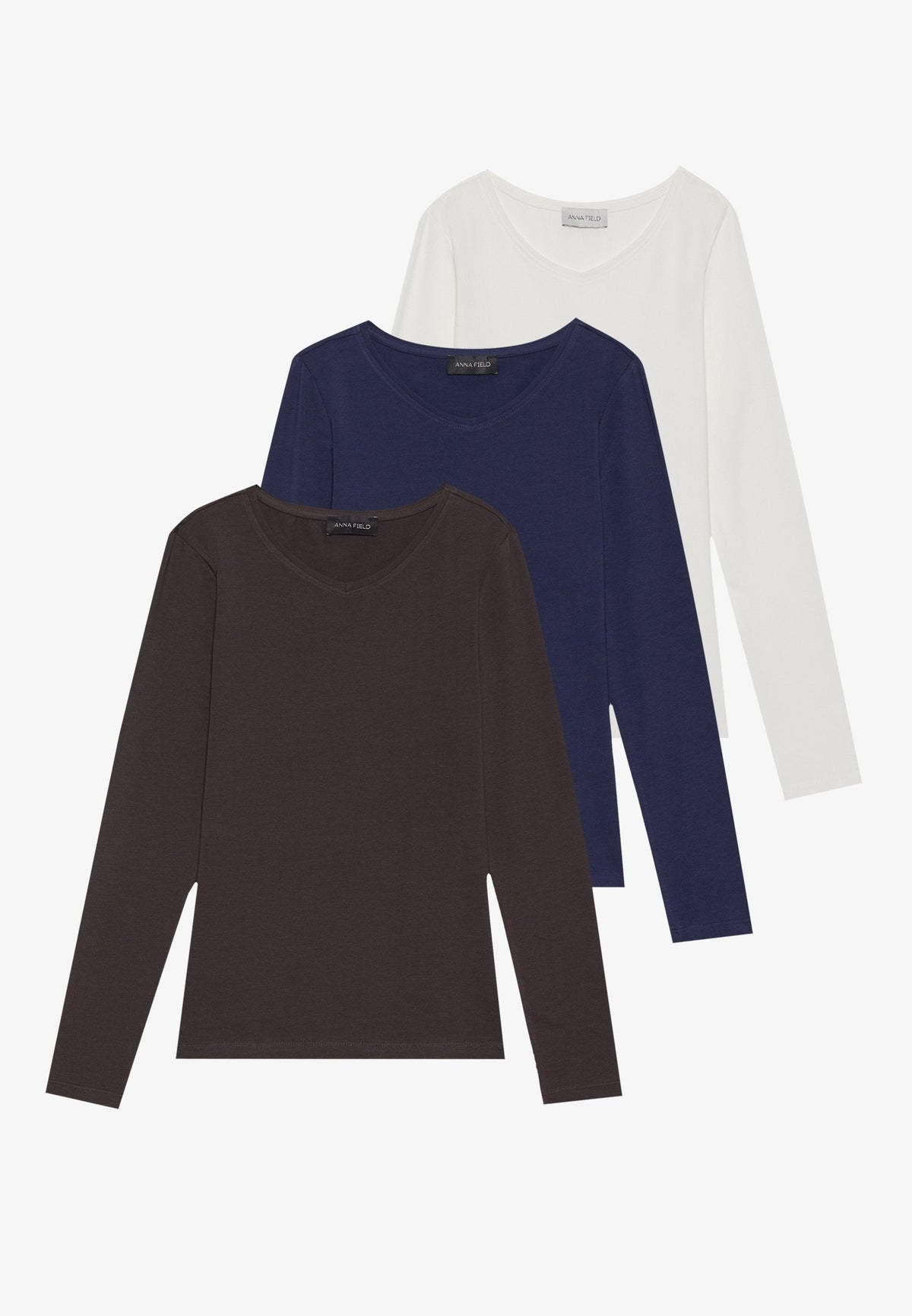 Anna Field 3 PACK - Long Sleeved Top - Black/bordeaux/white