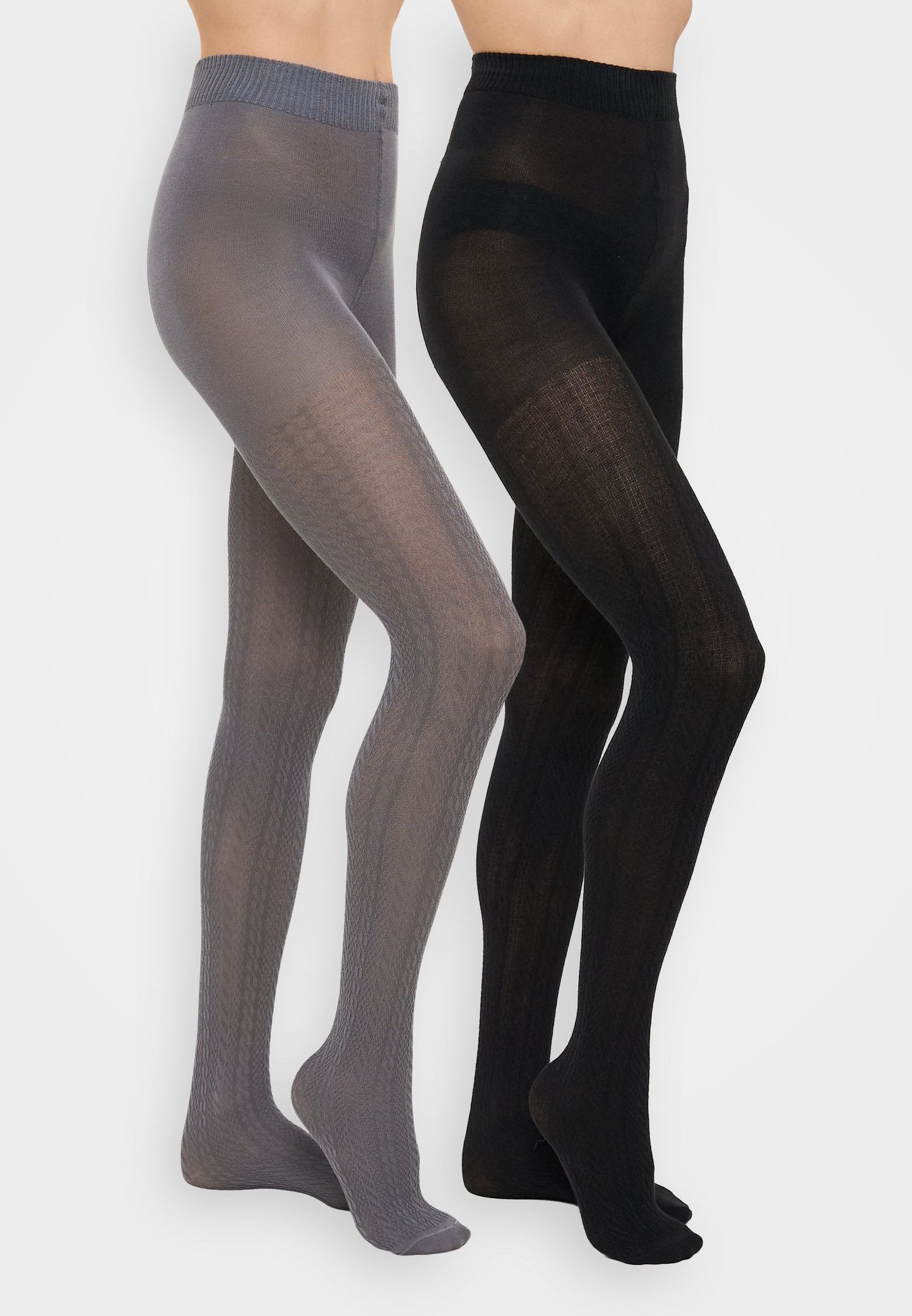 Anna Field SOFT MODAL BLEND CABLE KNIT TIGHTS 2 PACK - Tights - Black/bordeux