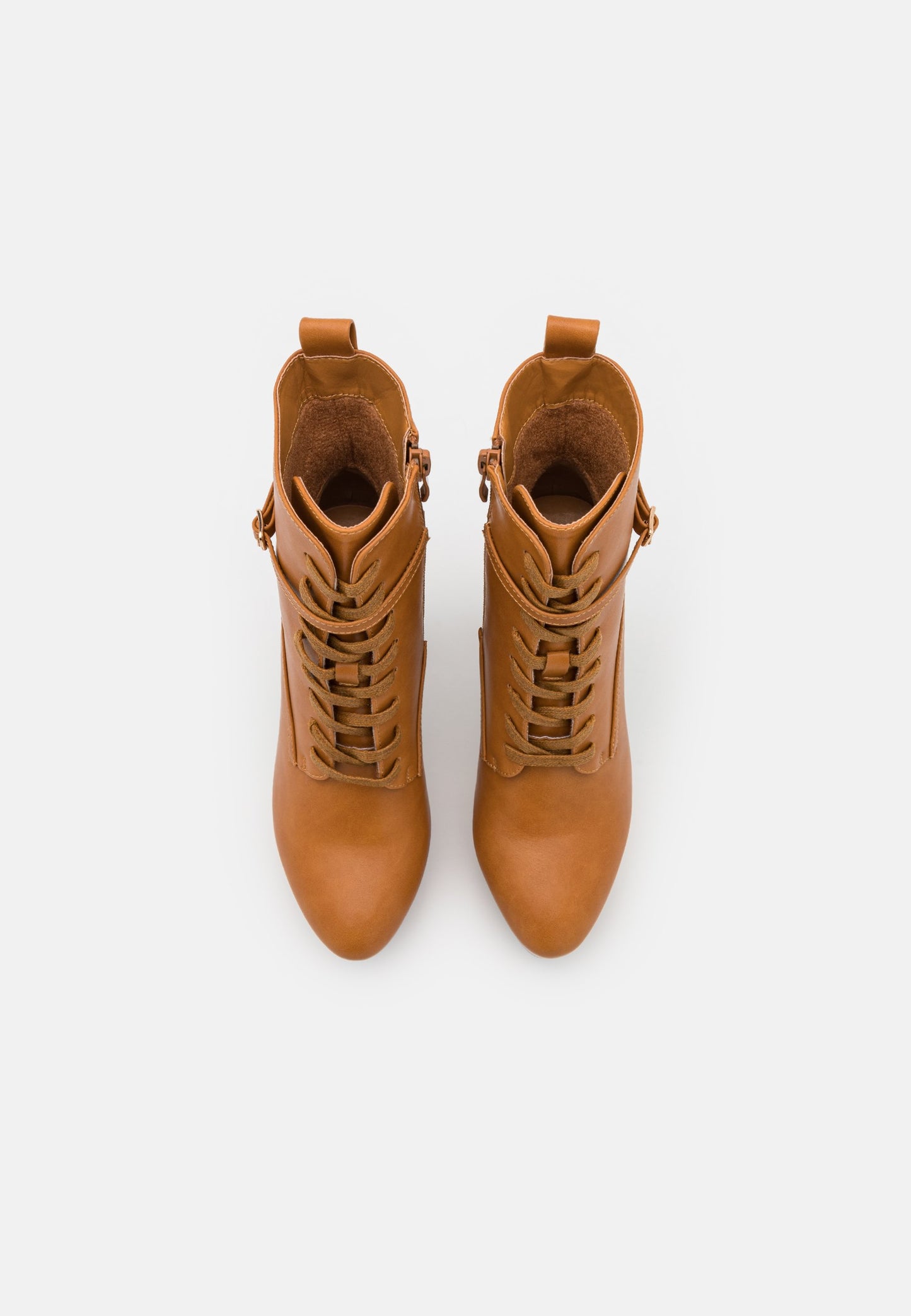 Anna Field Lace-Up Ankle Boots - Cognac