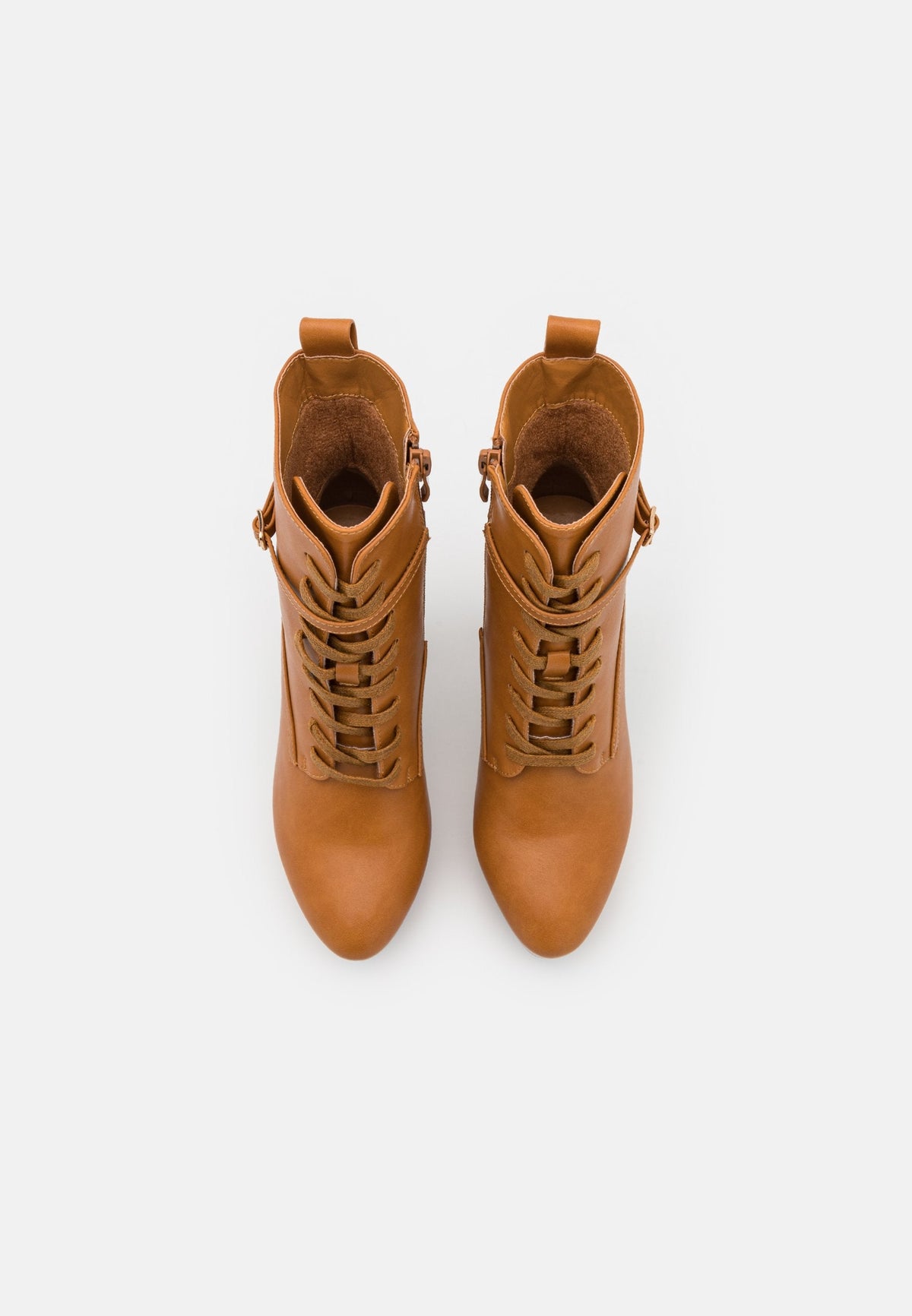 Anna Field Lace-Up Ankle Boots - Cognac