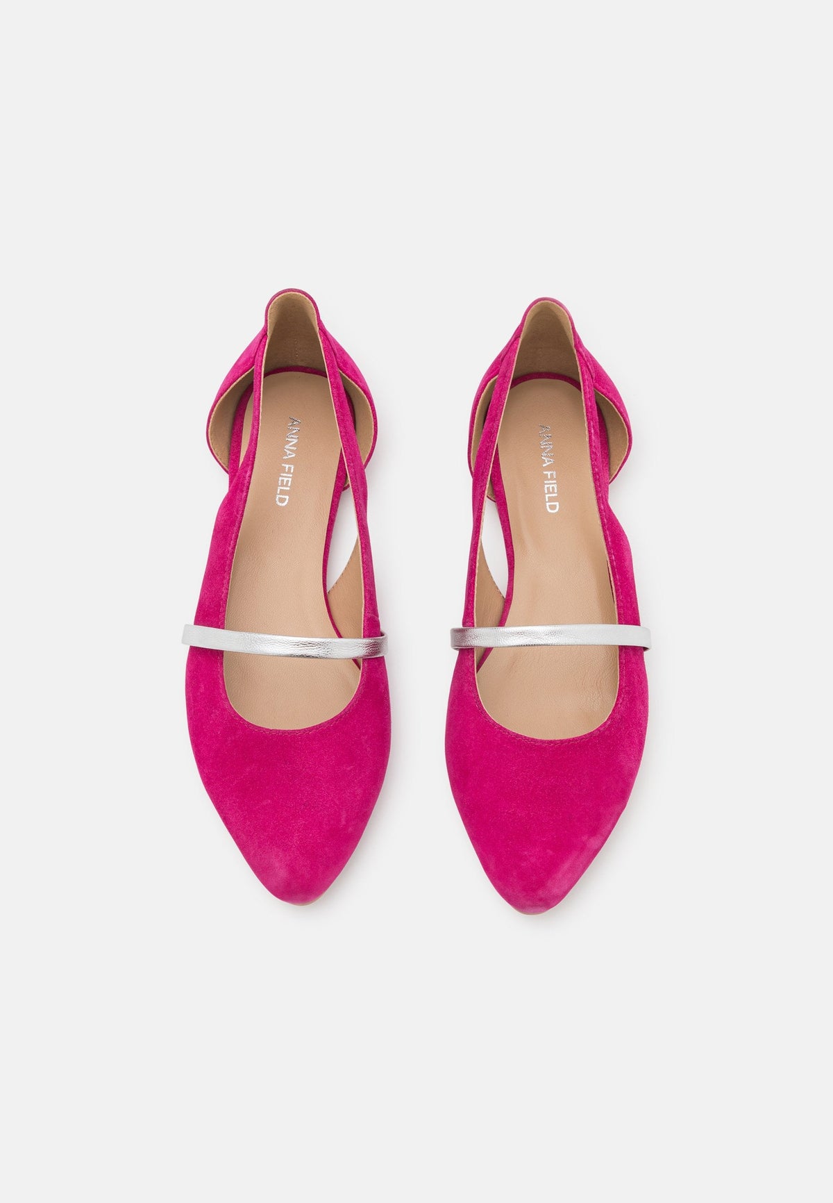 Anna Field Leather - Ankle Strap Ballet Pumps - Pink