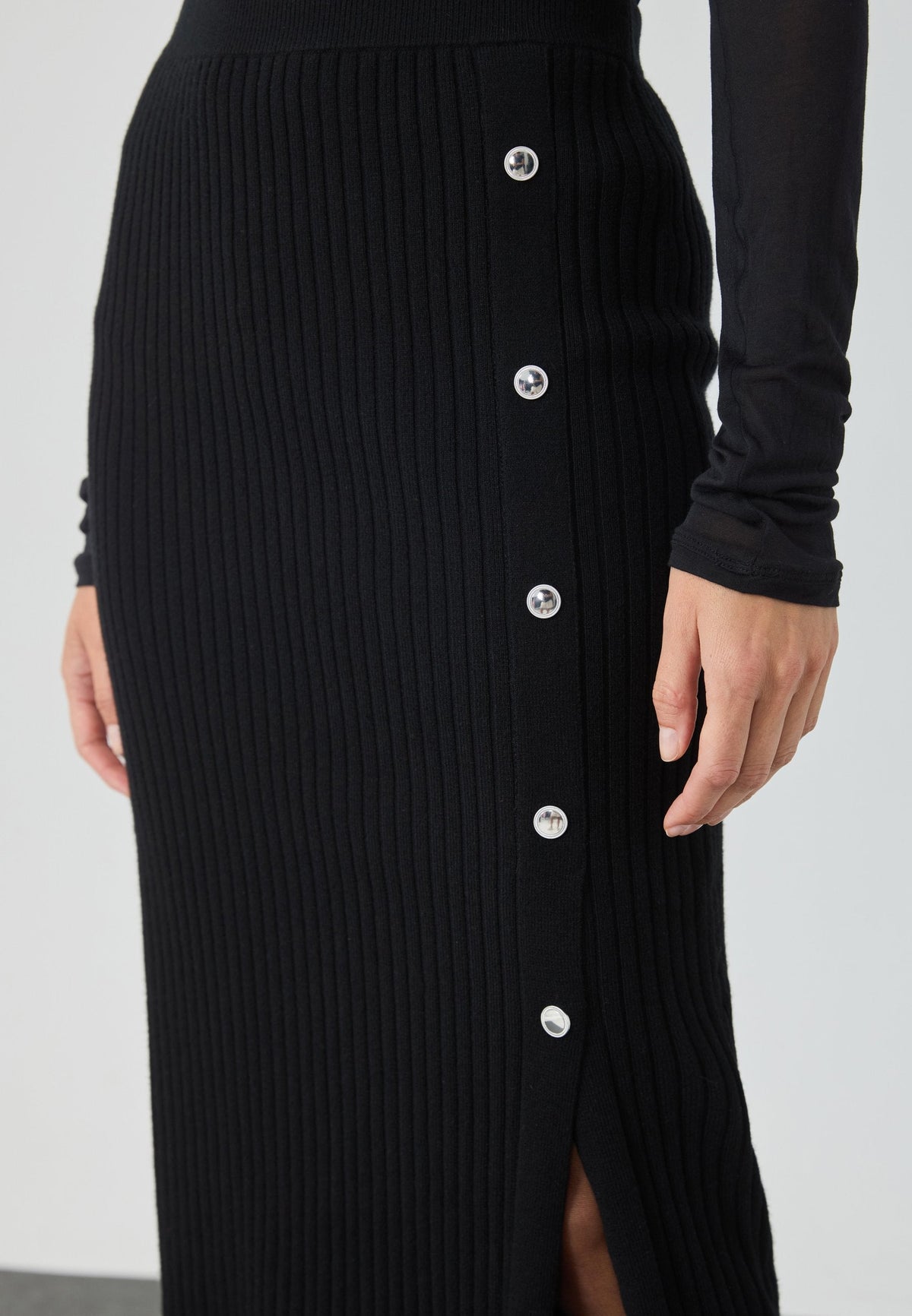 Anna Field KNIT SKIRT WITH BUTTONS - Pencil Skirt - Black