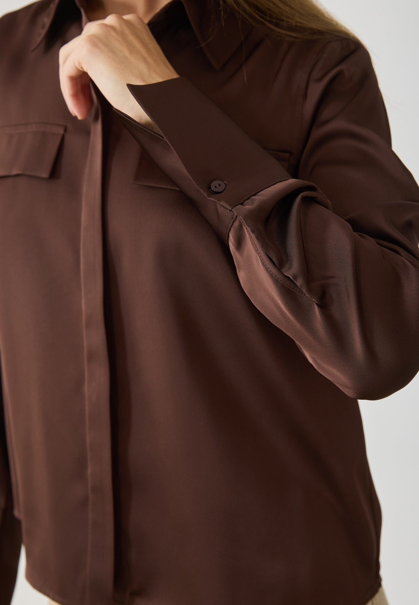 Anna Field Button-down Blouse - Shaved Chocloate