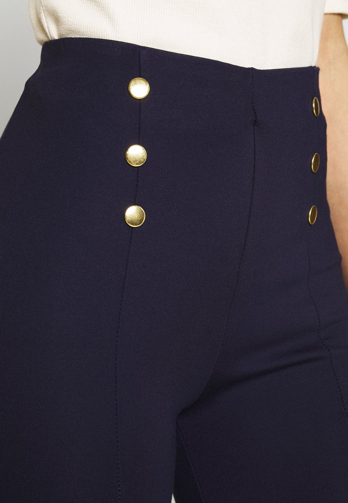 Anna Field Punto Leggings With Button Detail - Leggings - Trousers - Dark Blue