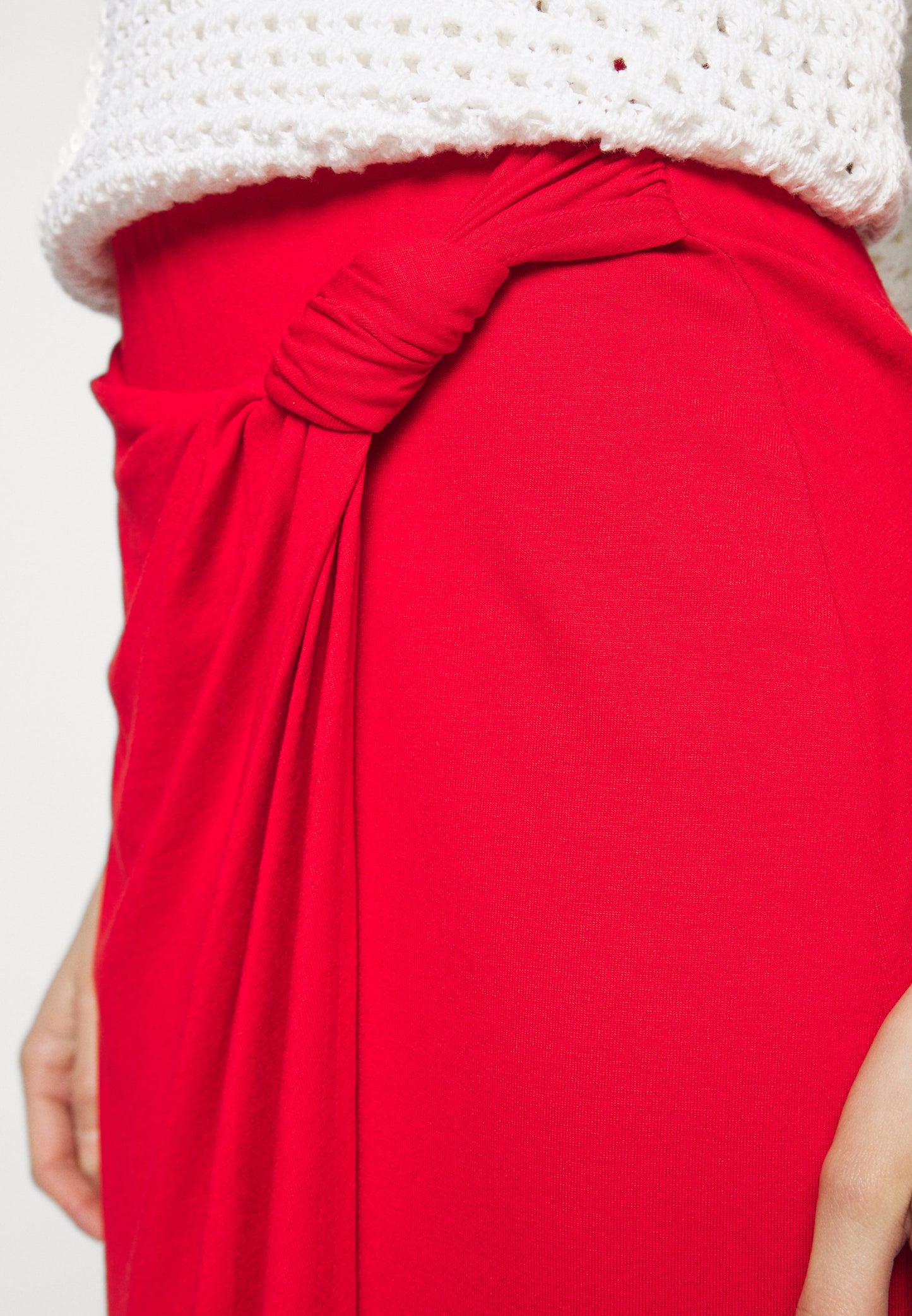 Anna Field Front Knot Midi Skirt - Pencil Skirt - Red