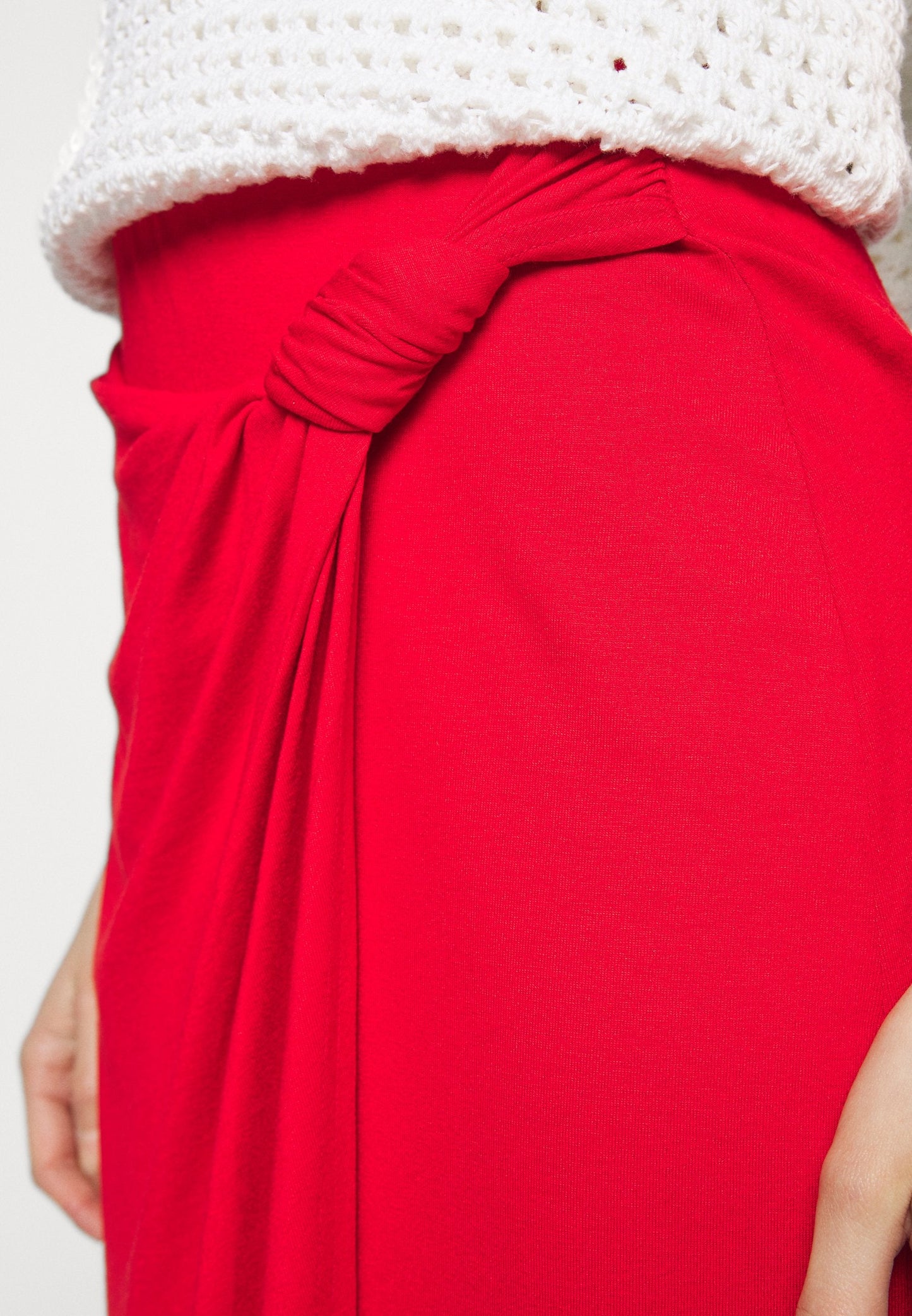 Anna Field Front Knot Midi Skirt - Pencil Skirt - Red