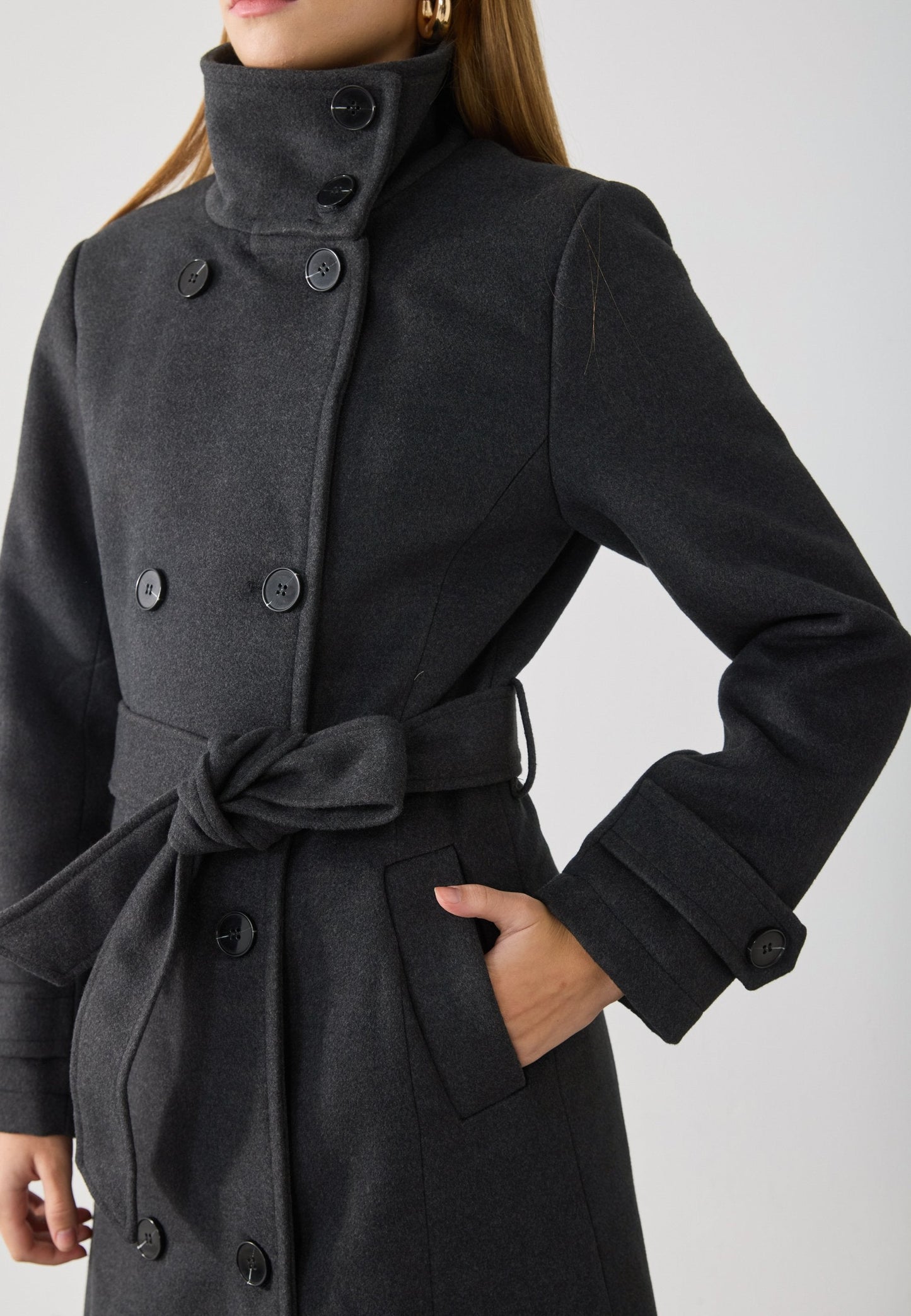 Anna Field Classic Coat - Dark Grey