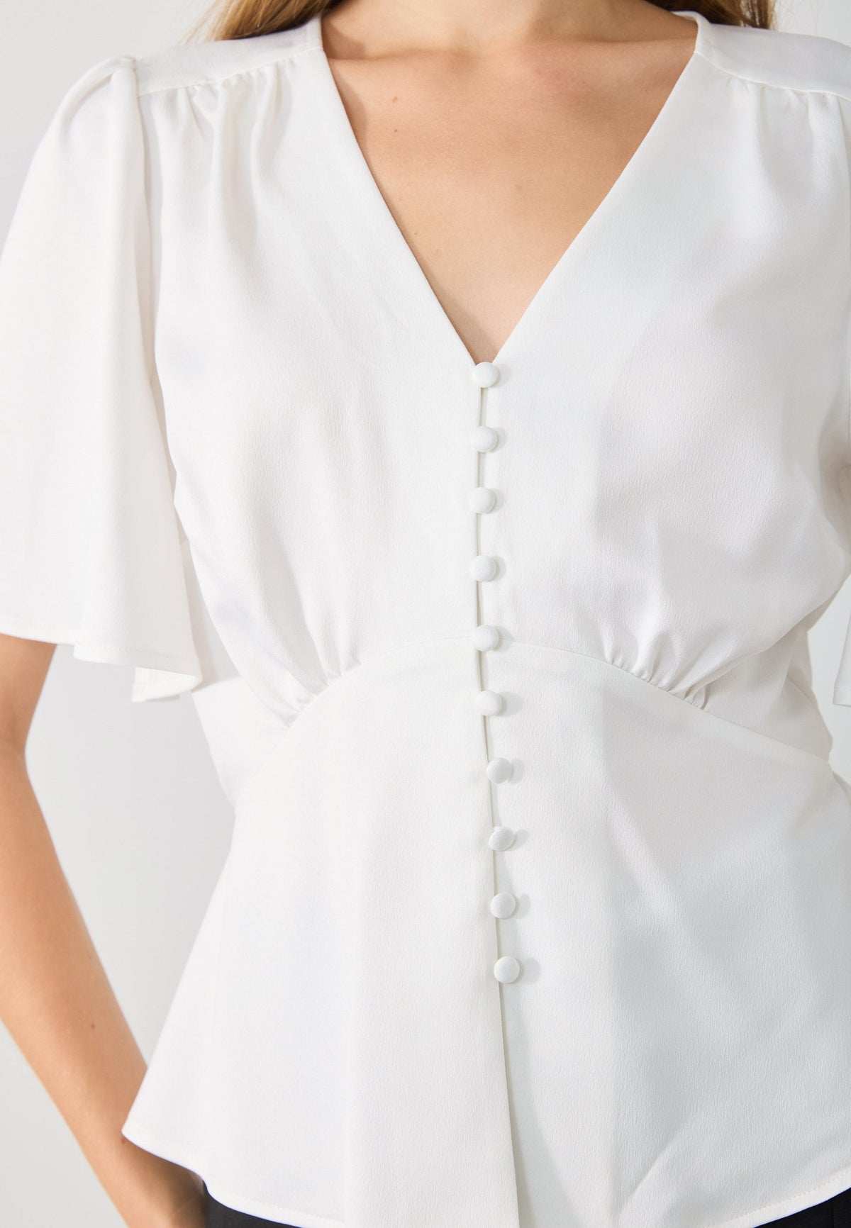 Anna Field Button-down Blouse - Cloud Dancer