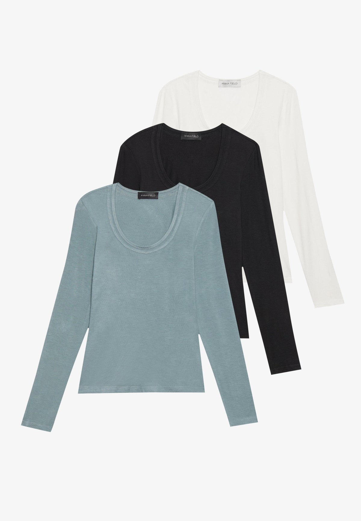 Anna Field 3 PACK - Long Sleeved Top - Rose Smoke/dark Olive/black