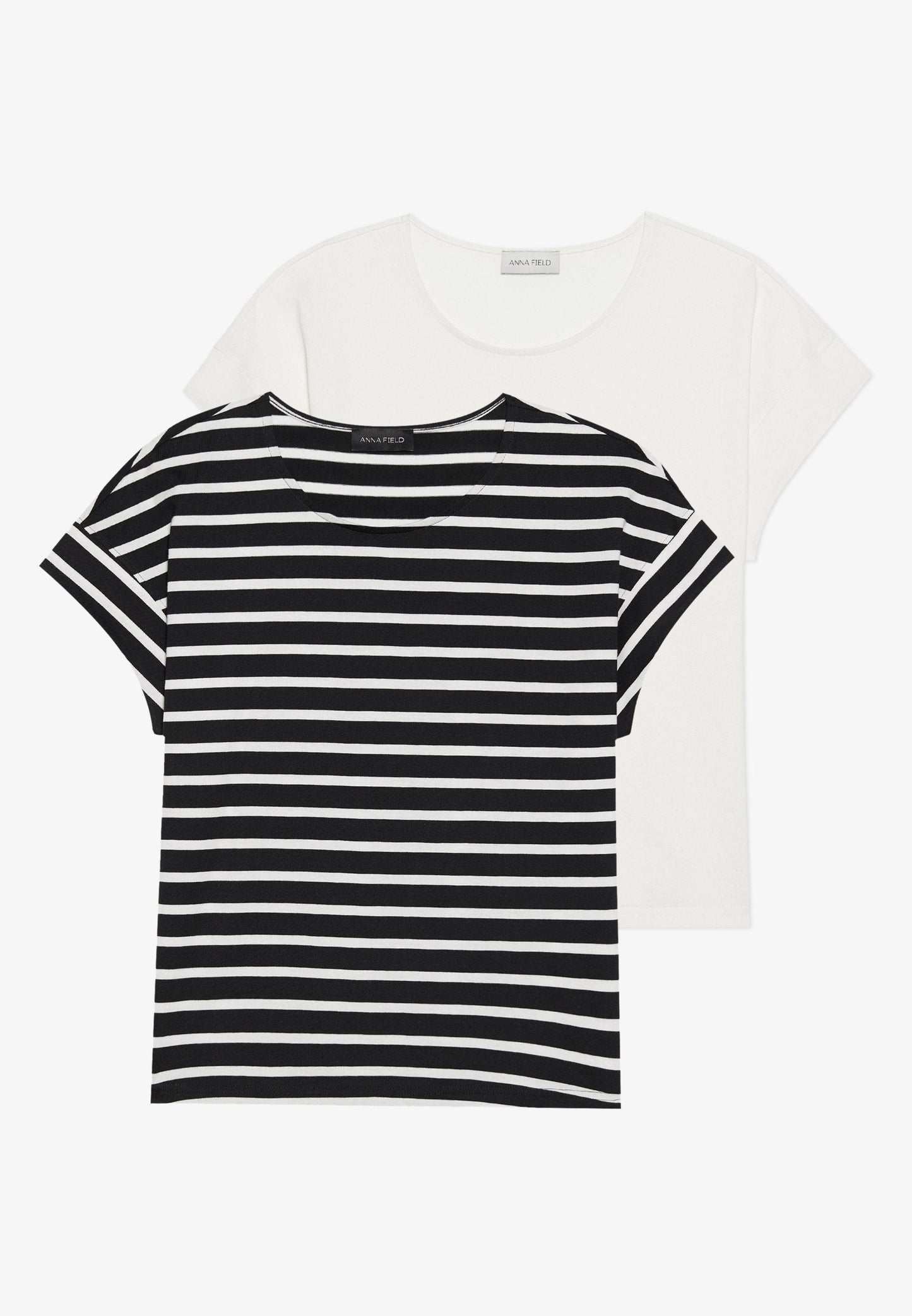 Anna Field 2 PACK - Print T-shirt - White/dark Blue/light Blue
