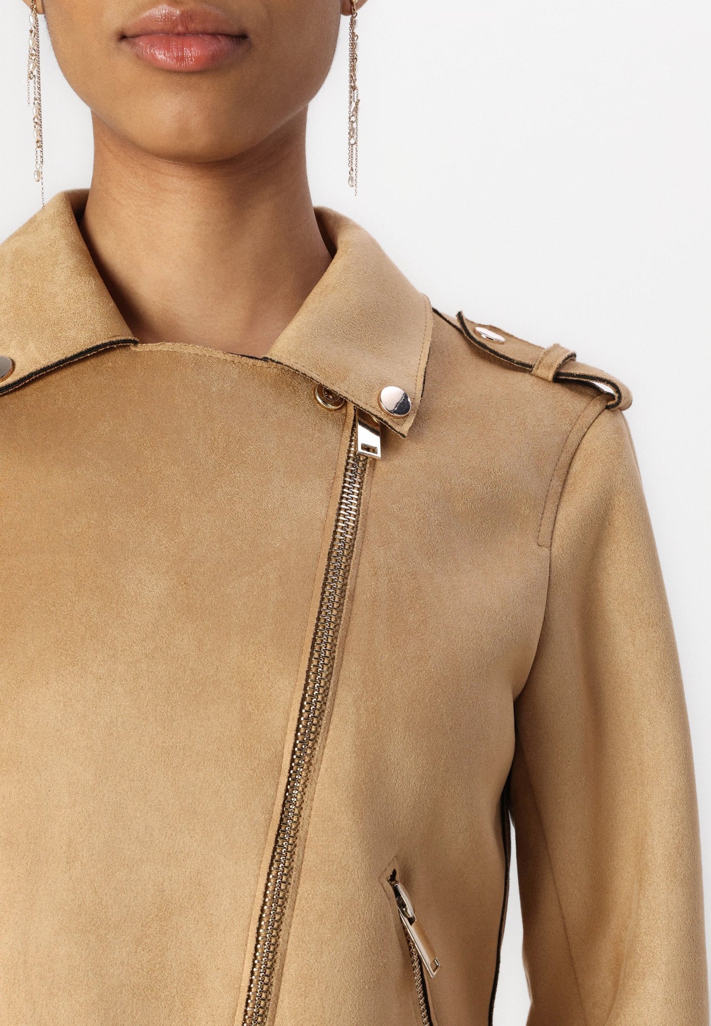 Anna Field Faux Leather Jacket - Beige