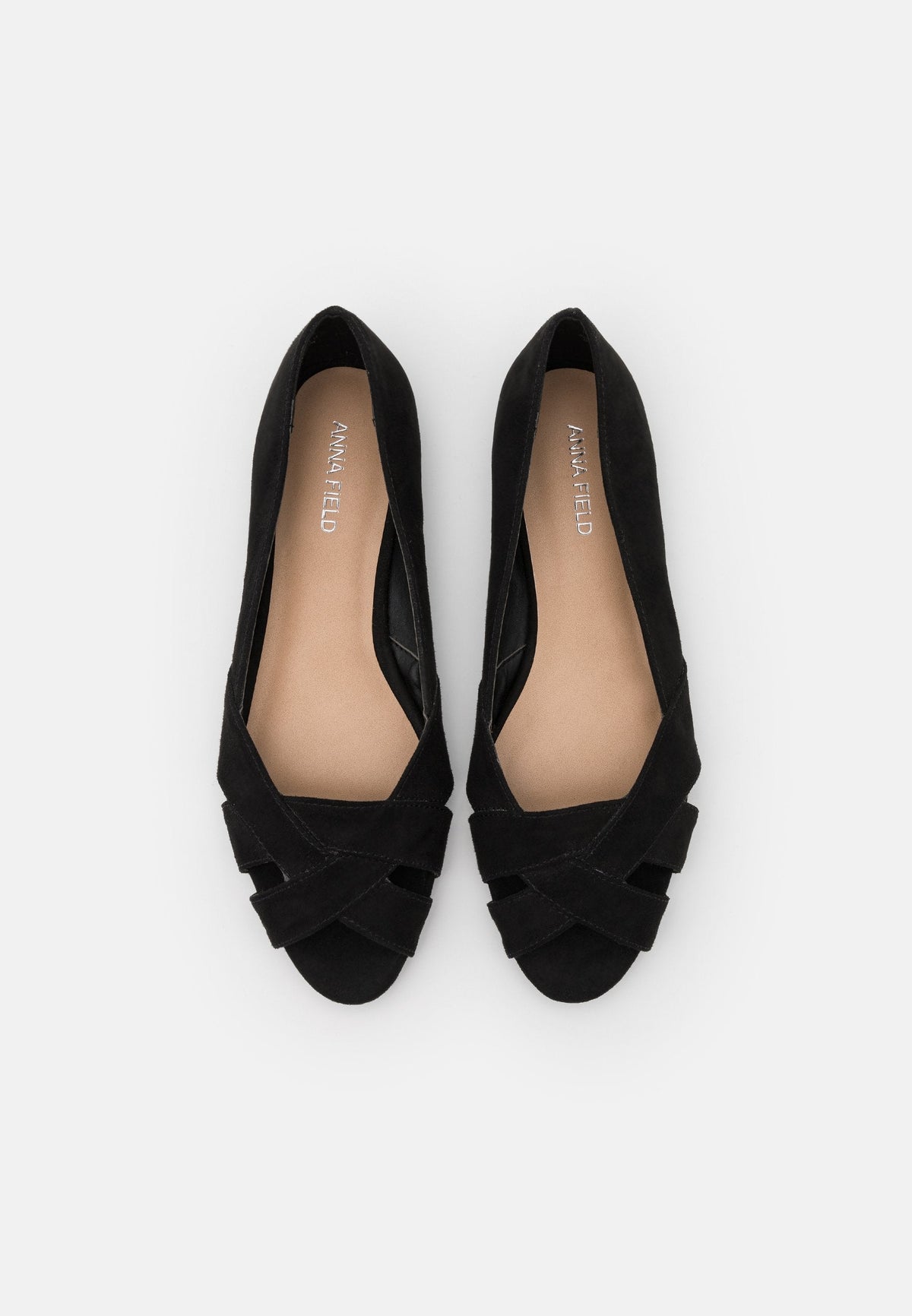 Anna Field Peeptoe Ballet Pumps - Black