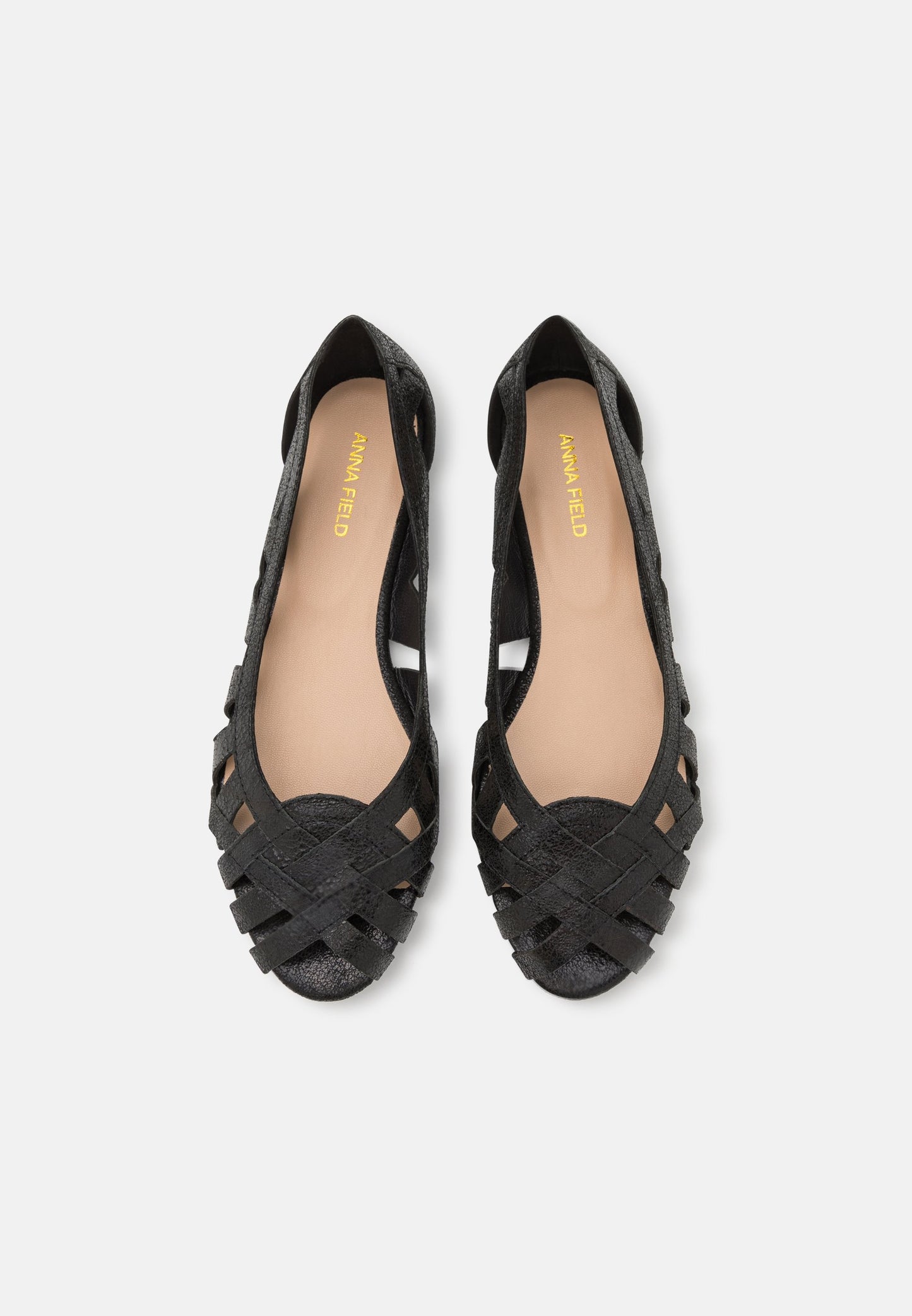 Anna Field Leather - Peeptoe Ballet Pumps - Black
