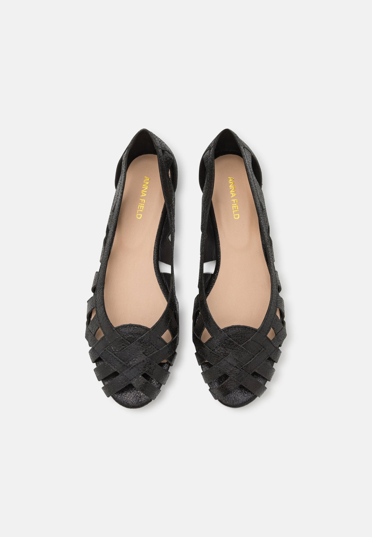 Anna Field Leather - Peeptoe Ballet Pumps - Black