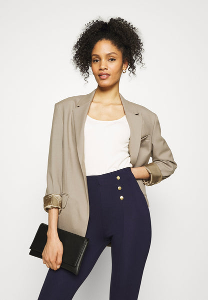 Anna Field Punto Leggings With Button Detail - Leggings - Trousers - Dark Blue