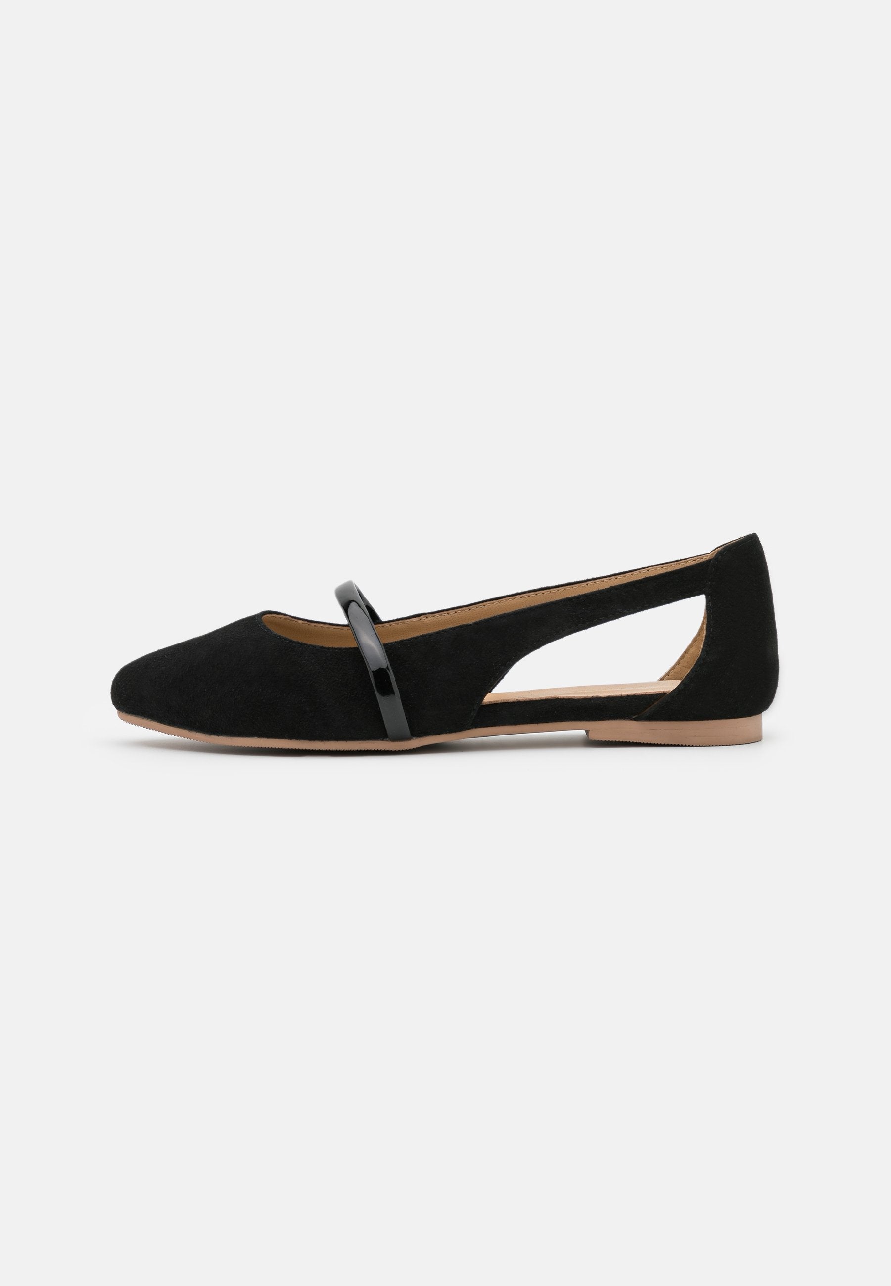 Anna Field Leather - Ankle Strap Ballet Pumps - Black