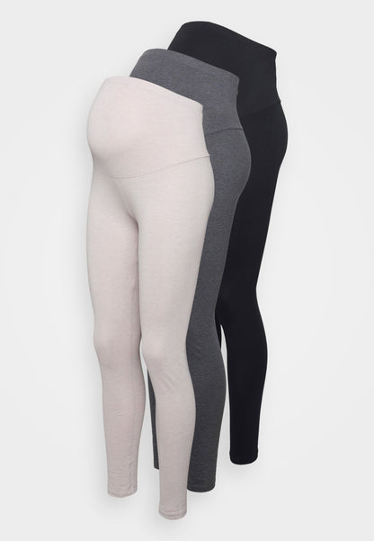  3 PACK - Leggings - Trousers - Black/taupe/light Pink