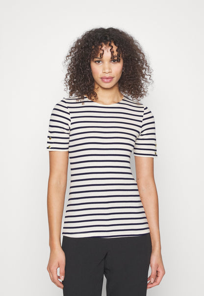 Print T-Shirt - Dark Blue/White
