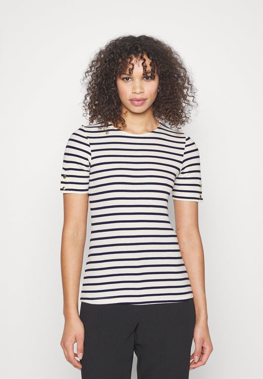  Print T-Shirt - Dark Blue/White