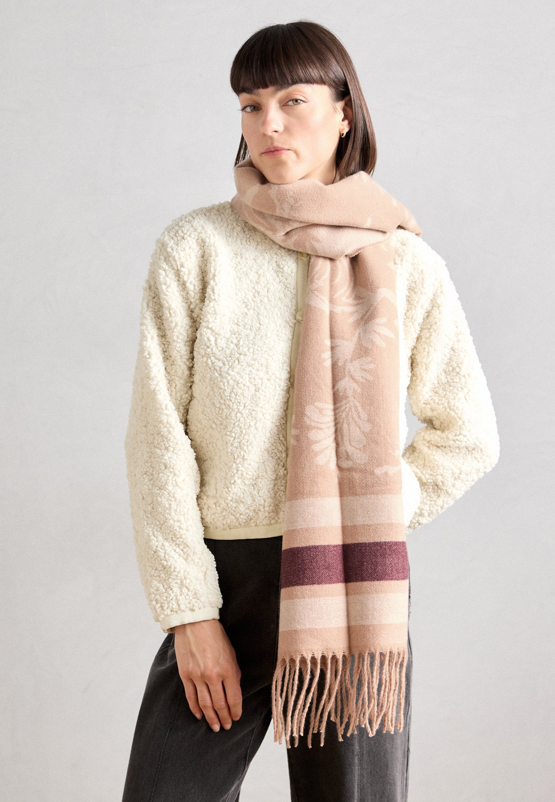 Anna Field Scarf - Nude/wine Red