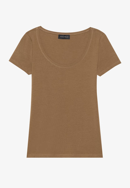 Anna Field 5 PACK - Basic T-shirt - Chocolate Torte/cub/warm Taupe/light Beige/egret