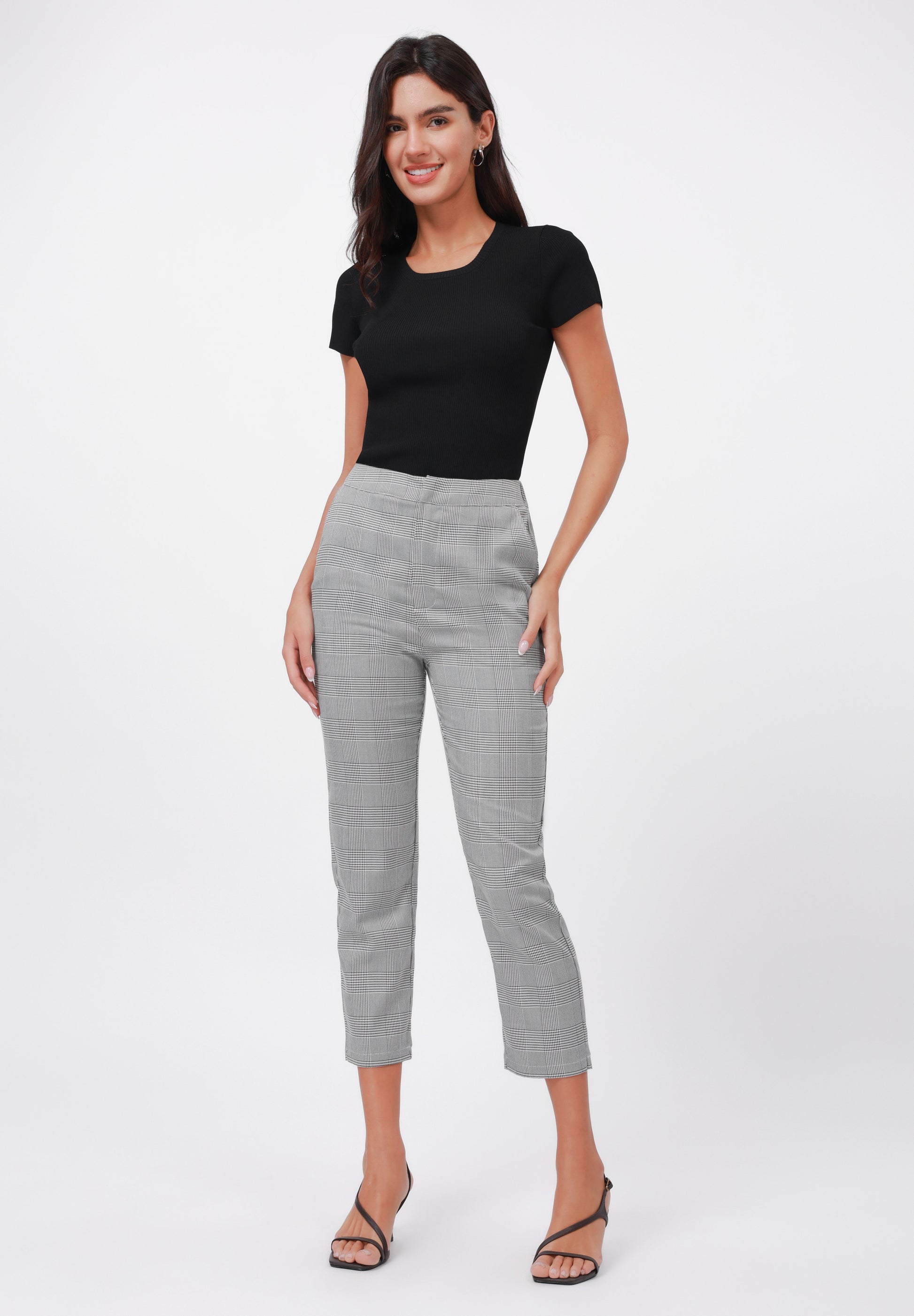 Anna Field Trousers - Black/grey