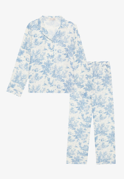 Anna Field SOFT MUSLIN COTTON PRINTED SET - Pyjama Set - White/blue