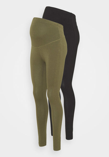  2 PACK - Leggings - Trousers - Black/mottled Dark Brown