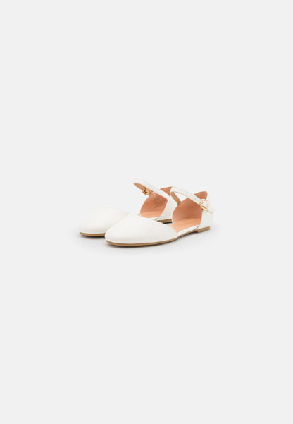  Ankle Strap Ballet Pumps - White