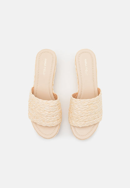 Anna Field Heeled Mules - Beige