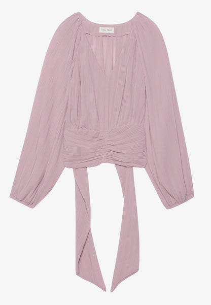 Anna Field CROPPED PLISSE TUNIC - Blouse - Offwhite