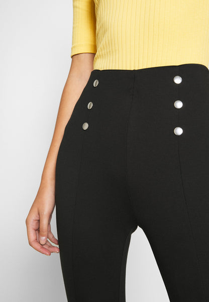 Anna Field Punto Leggings With Button Detail - Leggings - Trousers - Black