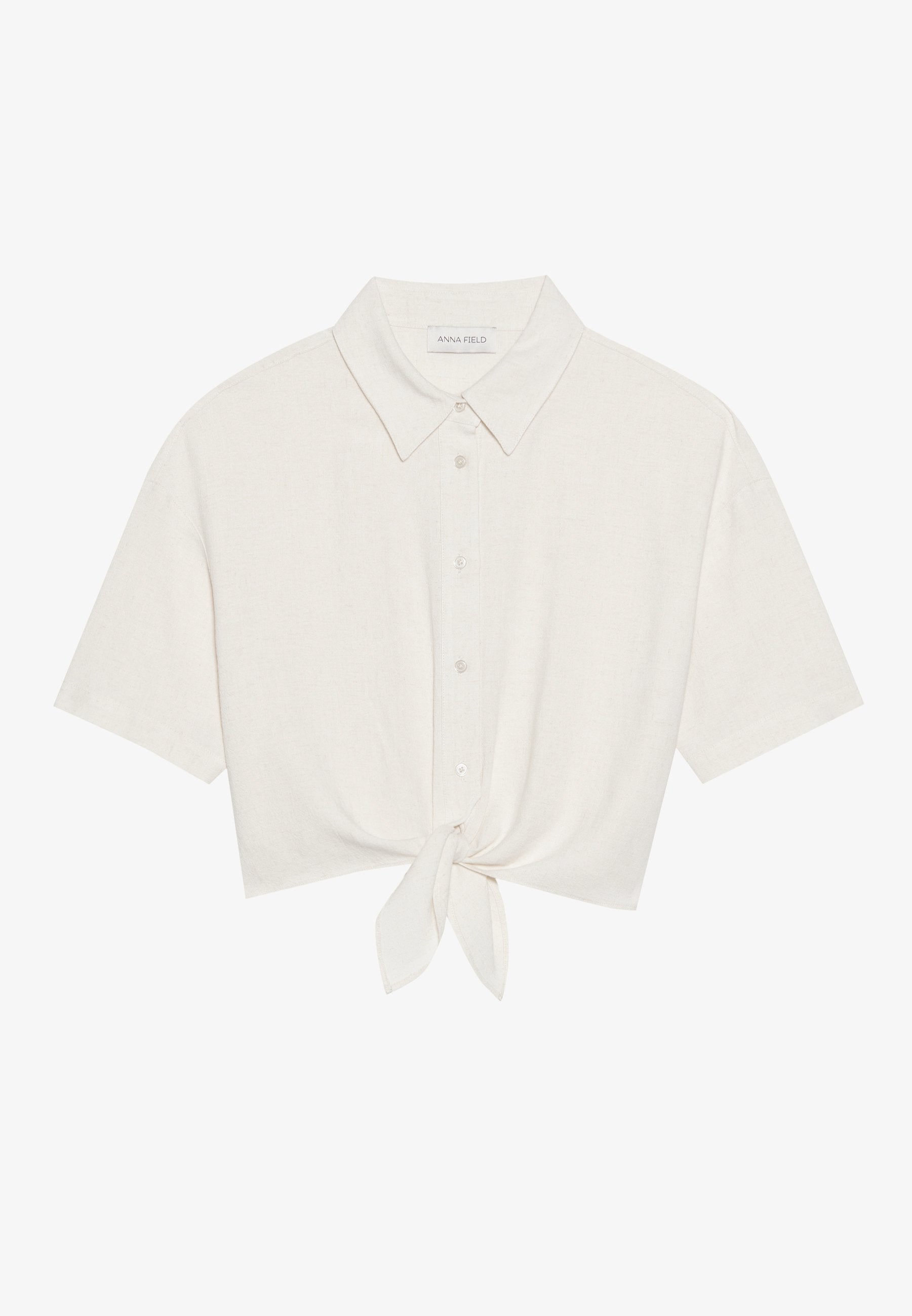 Anna Field LINEN MIX BLEND SHIRT - Button-down Blouse - Beige